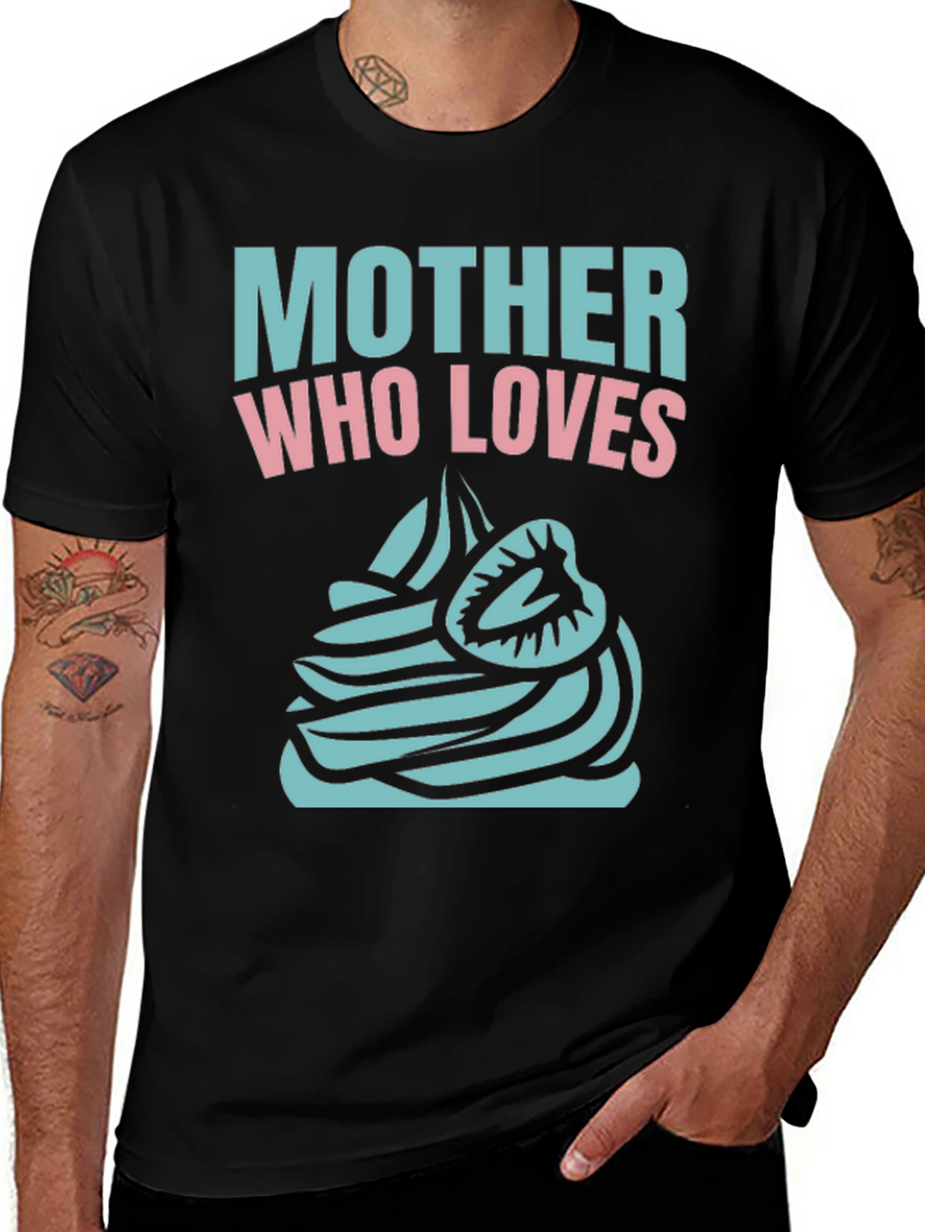 Mother Who Loves Cupcake Black T-Shirt