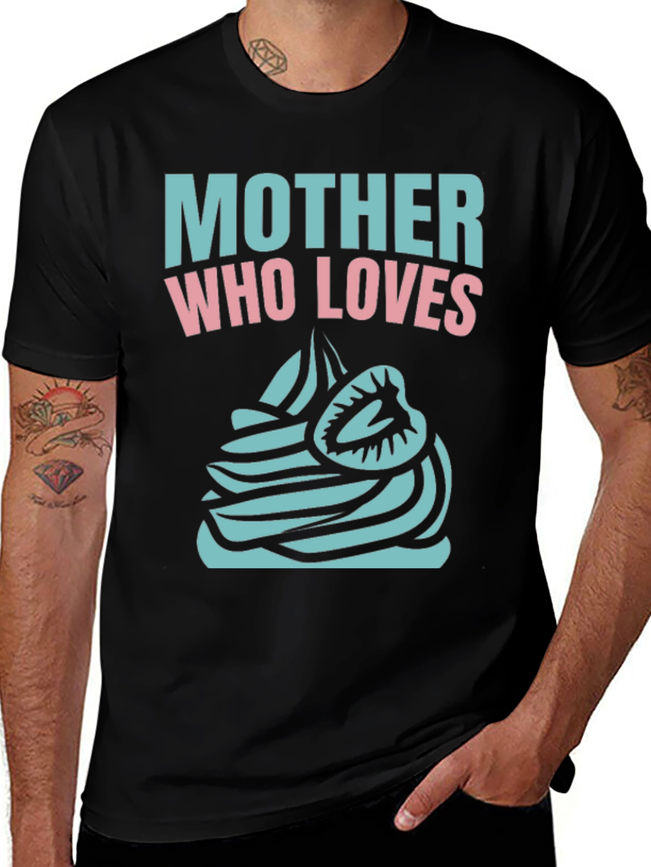 Mother Who Loves Cupcake Black T-Shirt