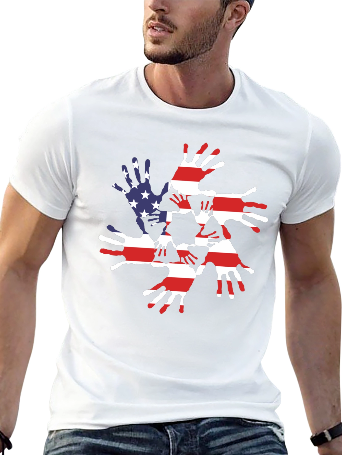 Patriotic Handprint USA Flag Graphic Tee