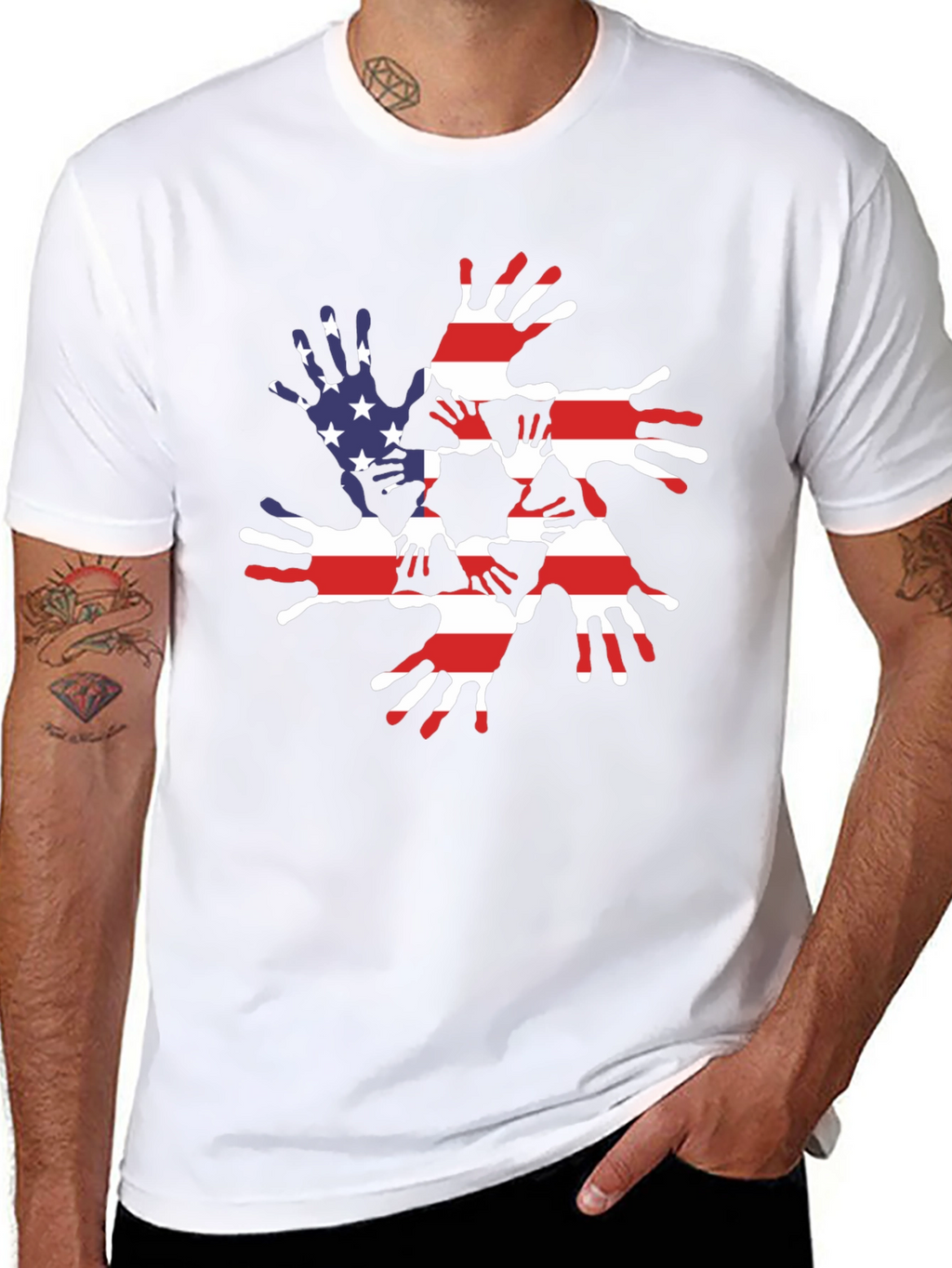 Patriotic Handprint USA Flag Graphic Tee