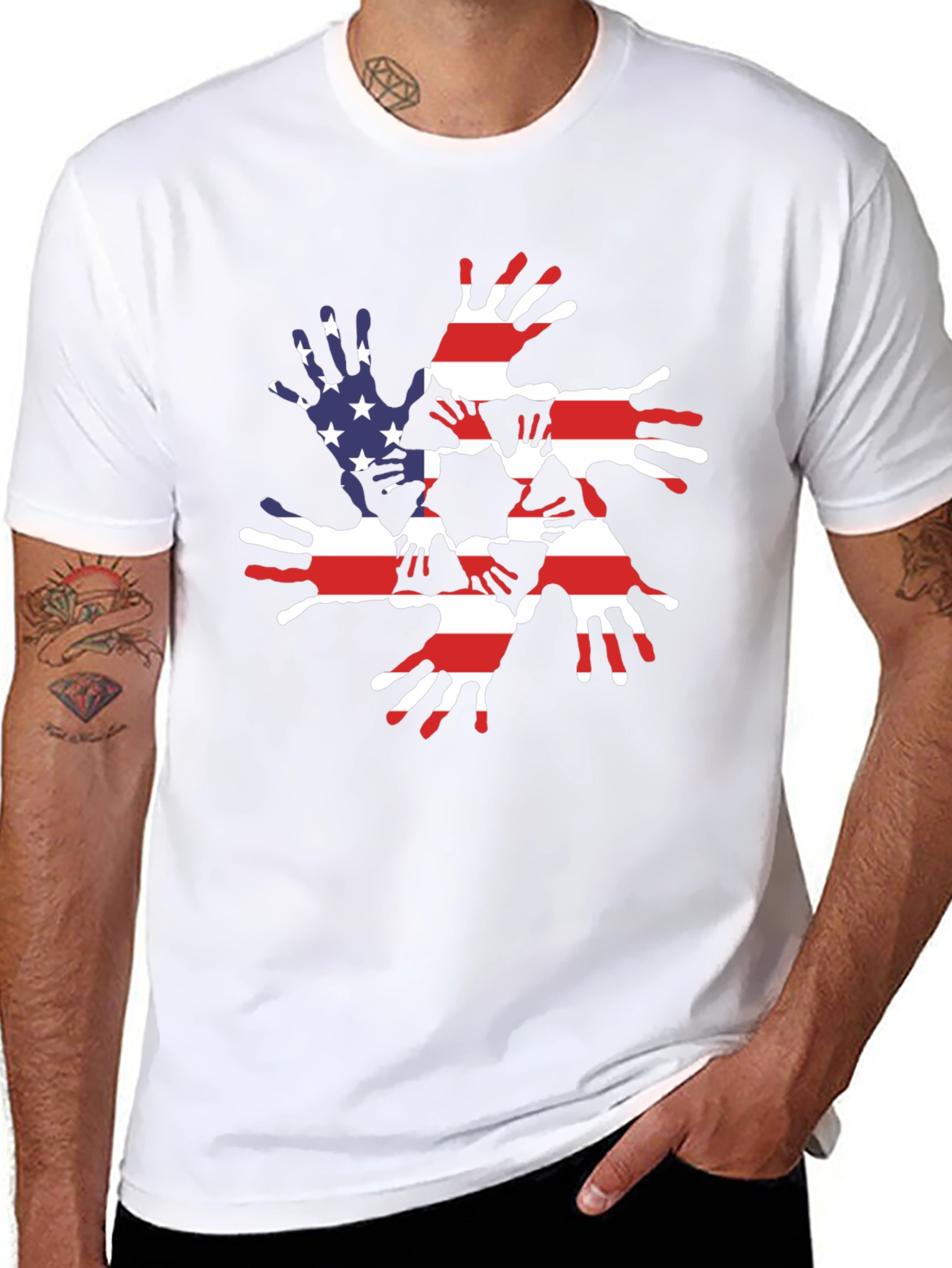 Patriotic Handprint USA Flag Graphic Tee