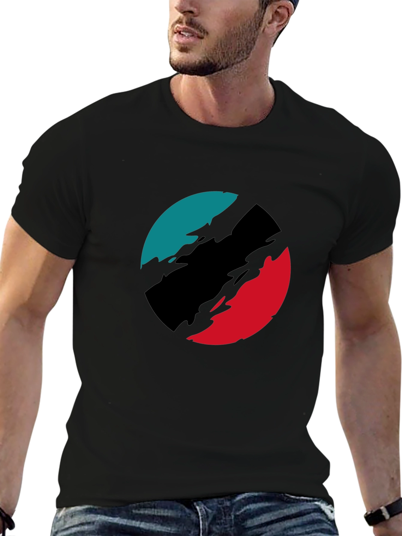 Abstract Circle Graphic Black T-Shirt