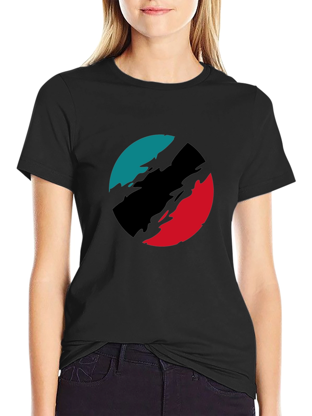 Abstract Circle Graphic Black T-Shirt
