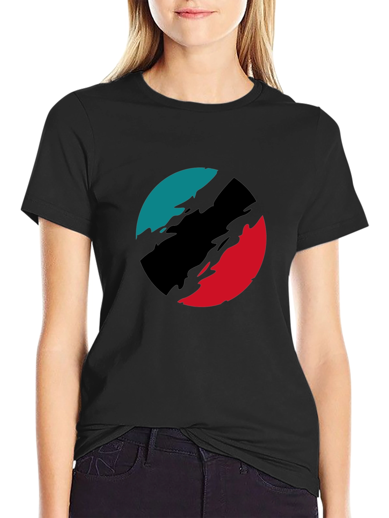 Abstract Circle Graphic Black T-Shirt