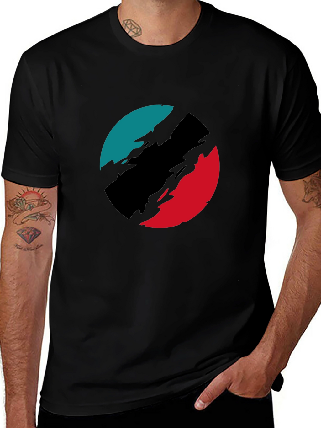 Abstract Circle Graphic Black T-Shirt