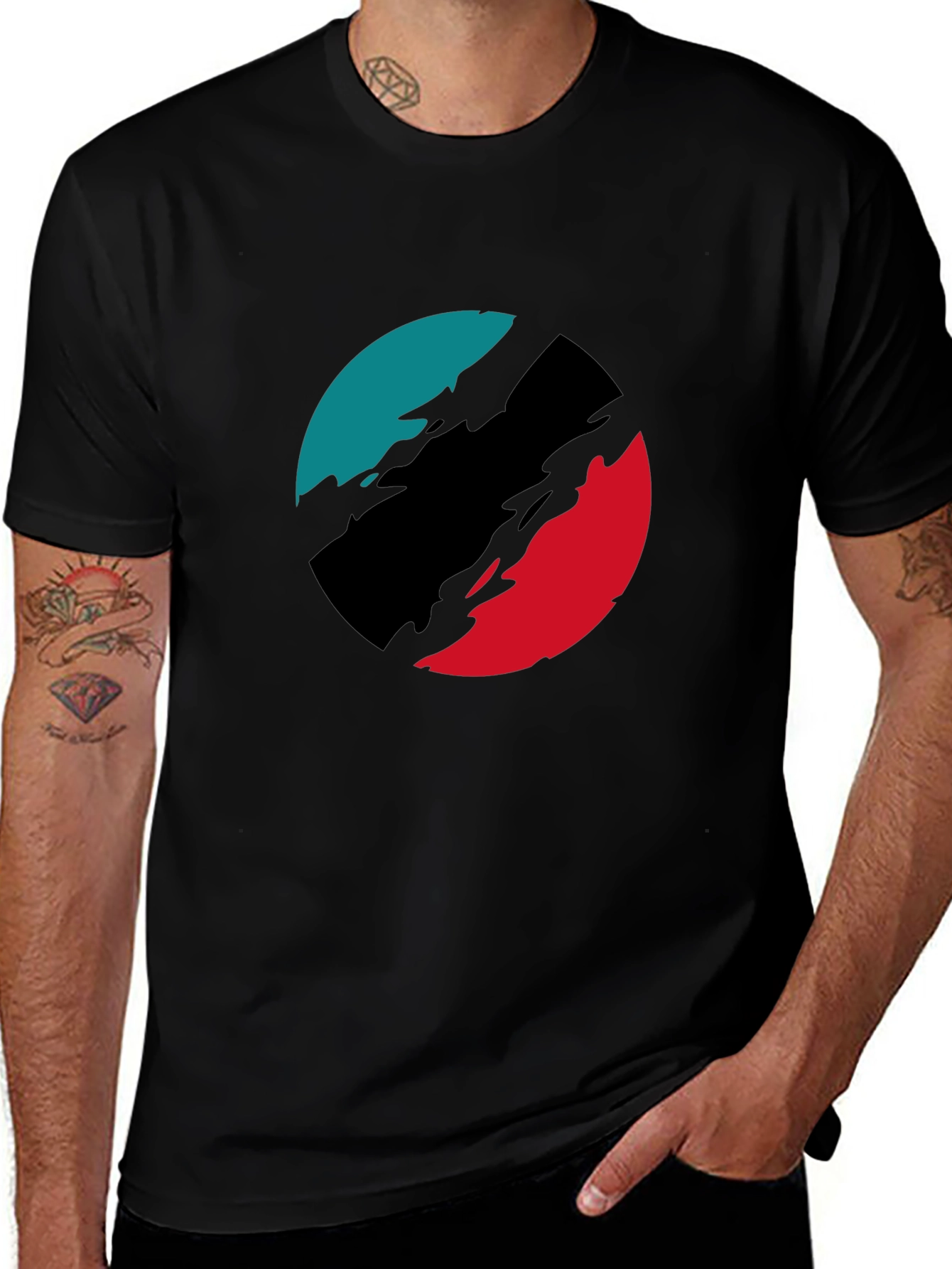 Abstract Circle Graphic Black T-Shirt