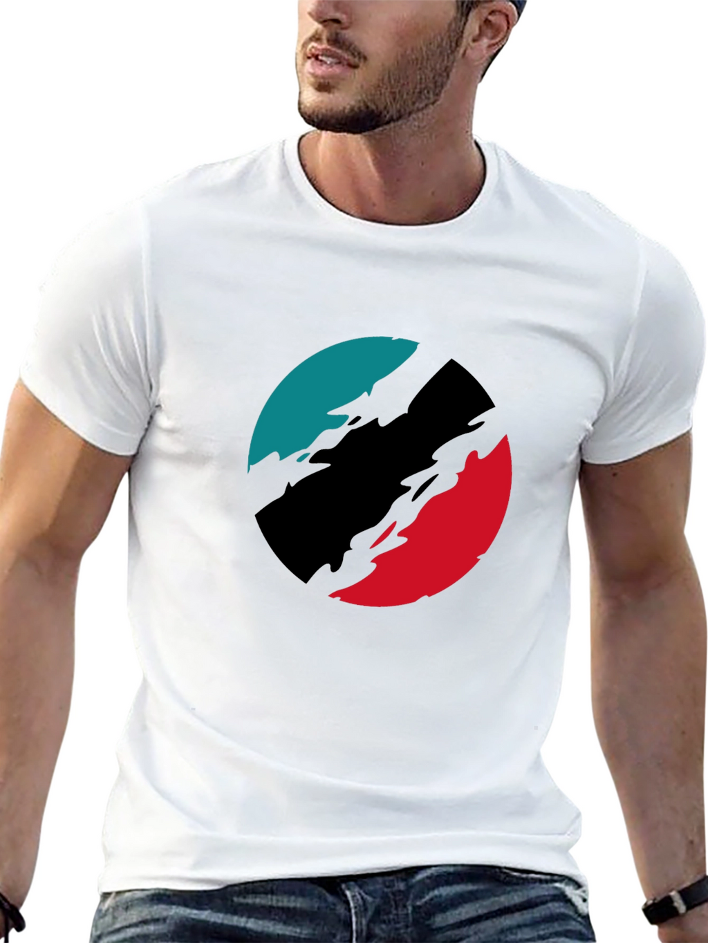 Abstract Circle Graphic Black T-Shirt