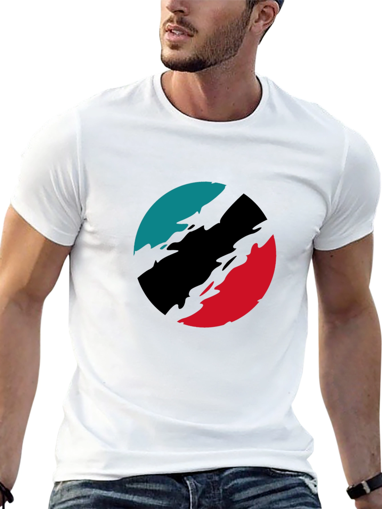 Abstract Circle Graphic Black T-Shirt