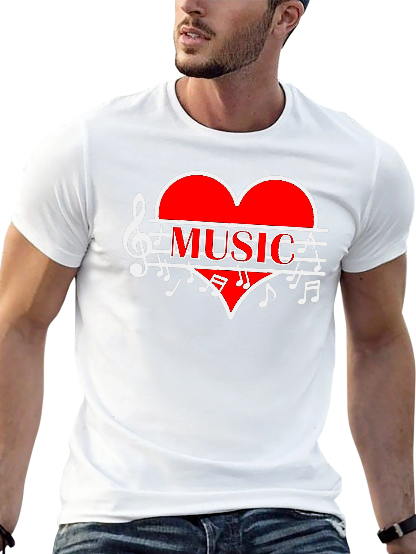 Music Heart Graphic T-Shirt - Stylish Black Tee