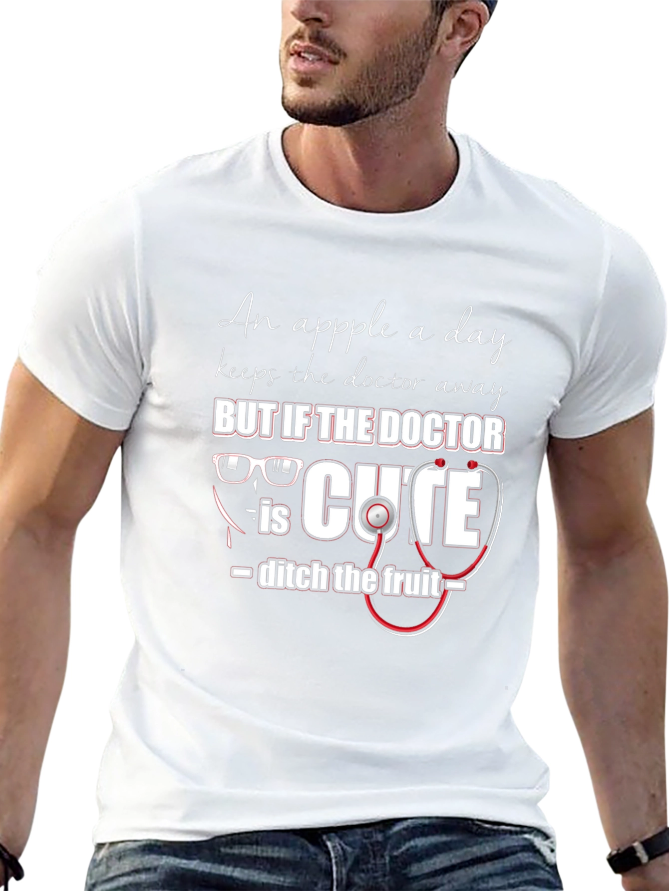 Cute Doctor Graphic Tee - An Apple a Day Humor
