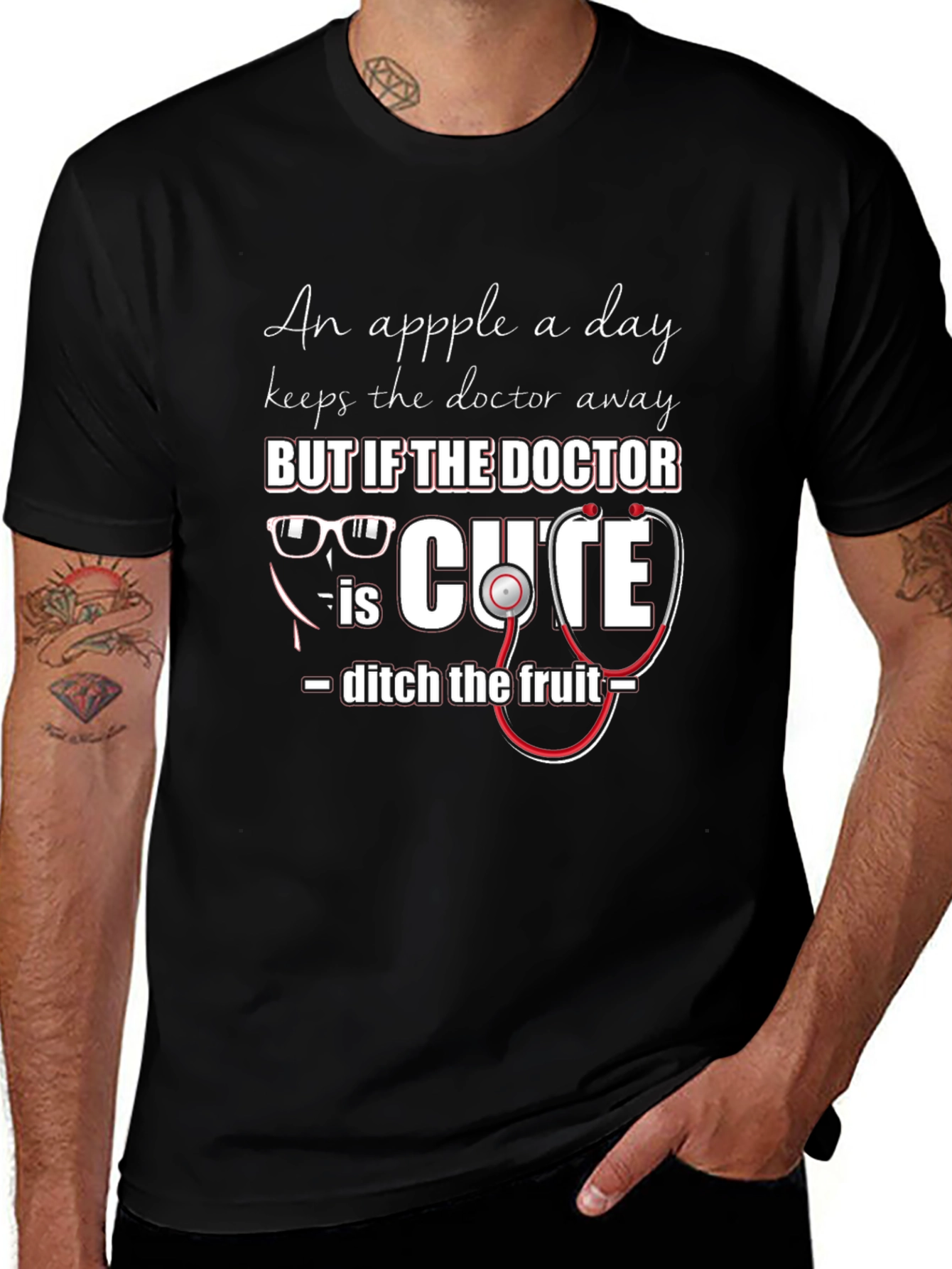 Cute Doctor Graphic Tee - An Apple a Day Humor