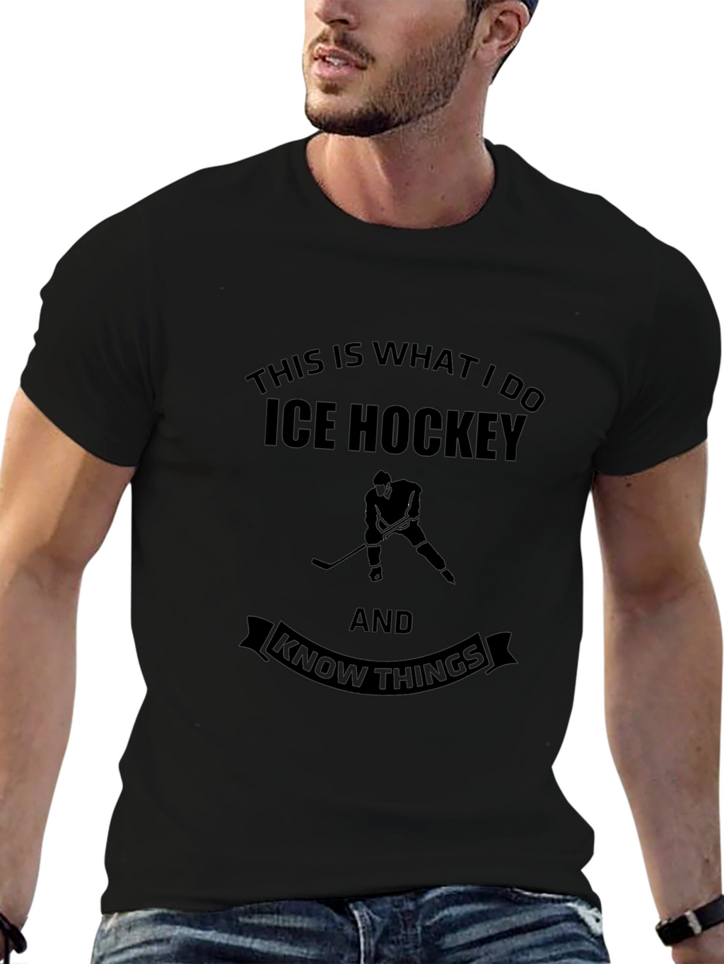 Ice Hockey & Know Things Black T-Shirt