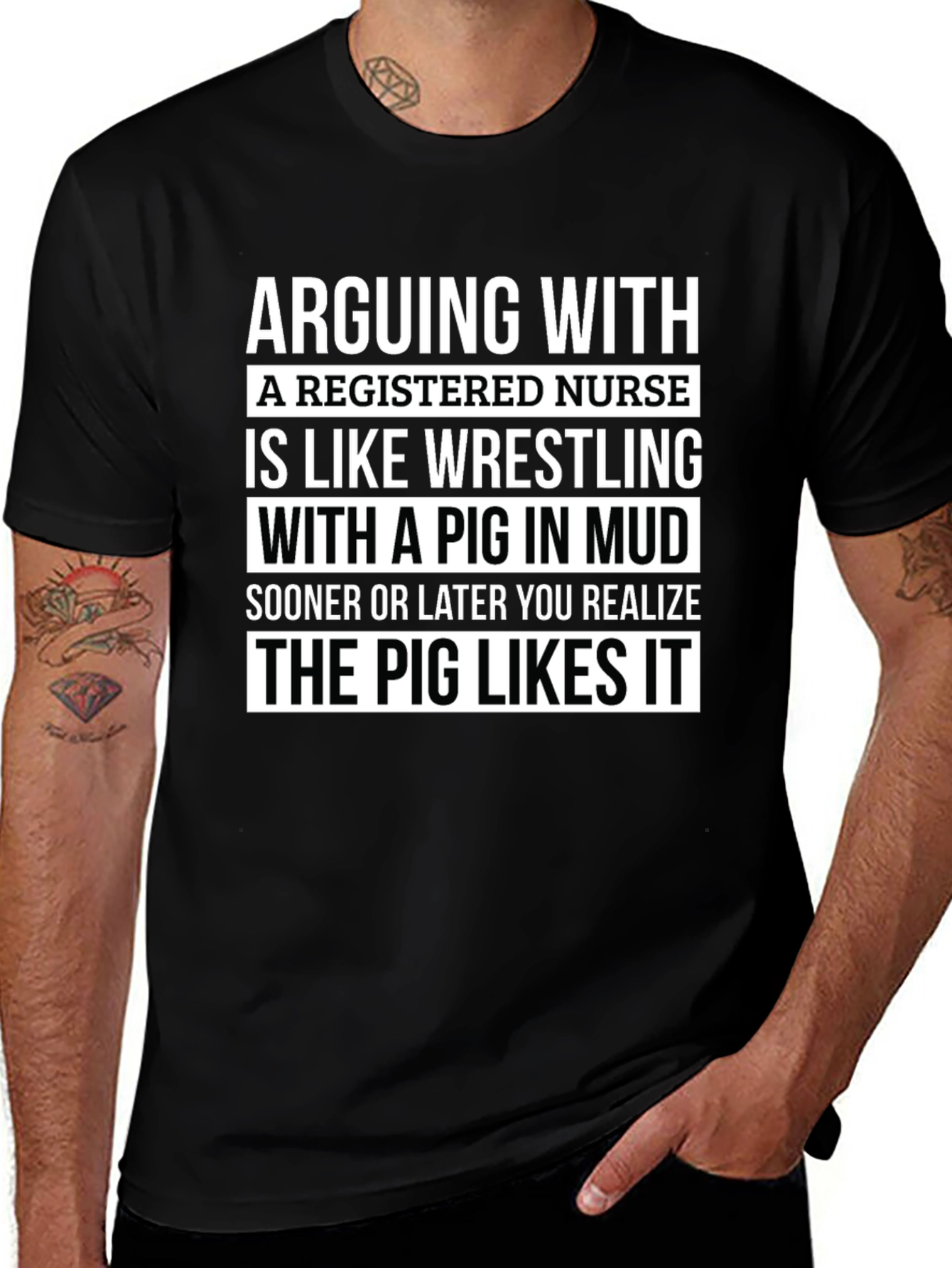 Funny Nurse T-Shirt Pig Wrestling RN Gift