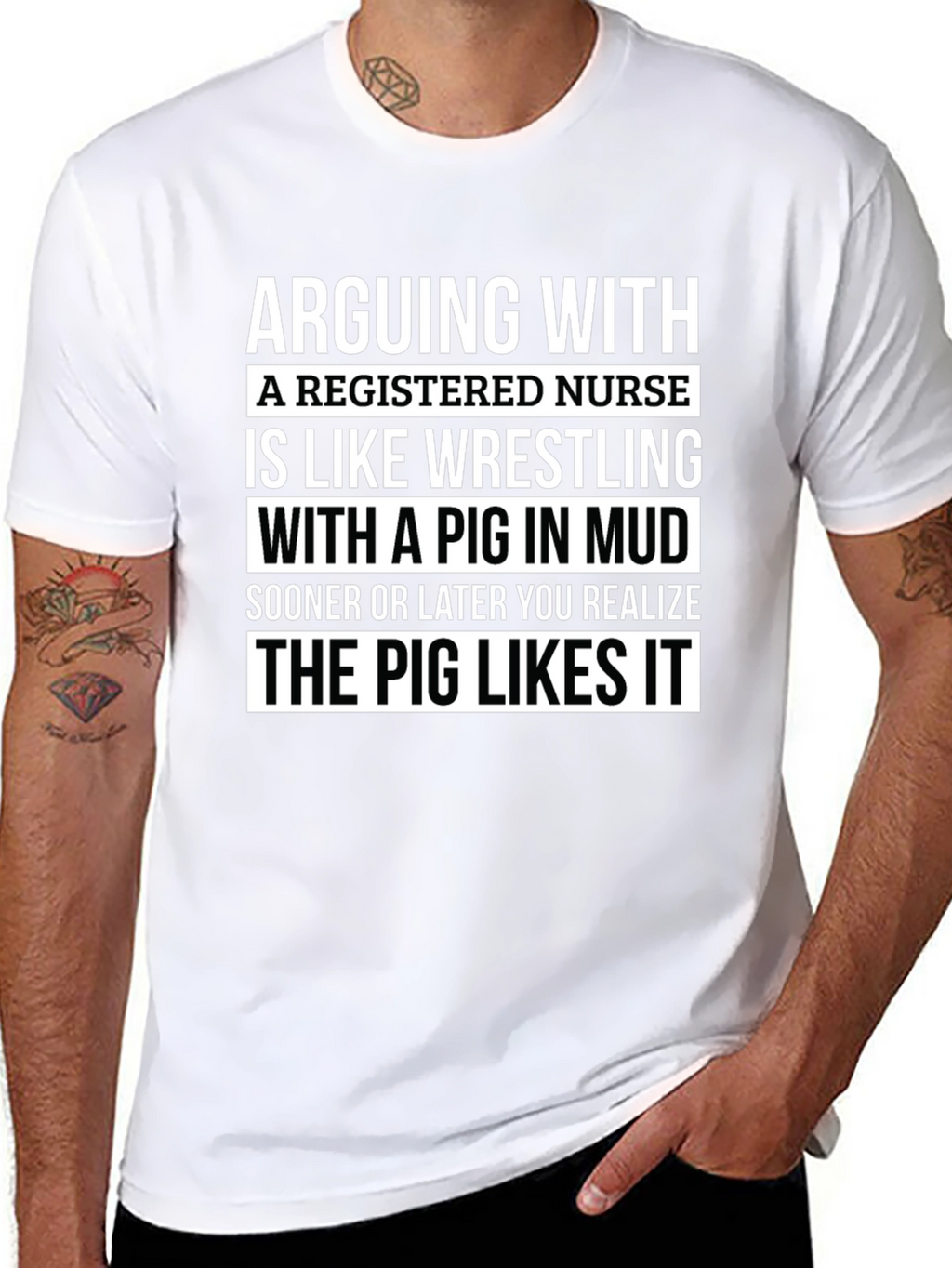 Funny Nurse T-Shirt Pig Wrestling RN Gift