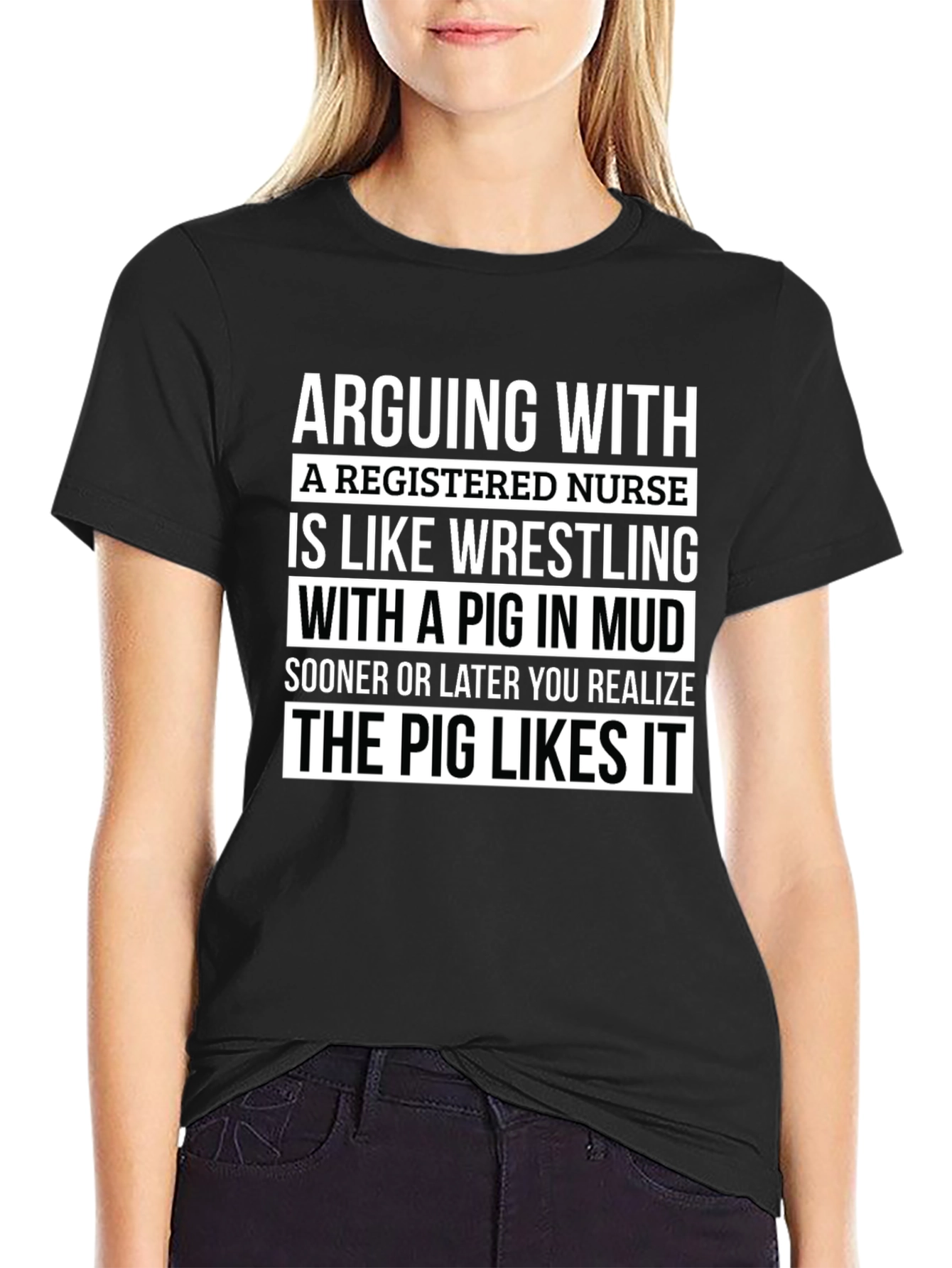 Funny Nurse T-Shirt Pig Wrestling RN Gift