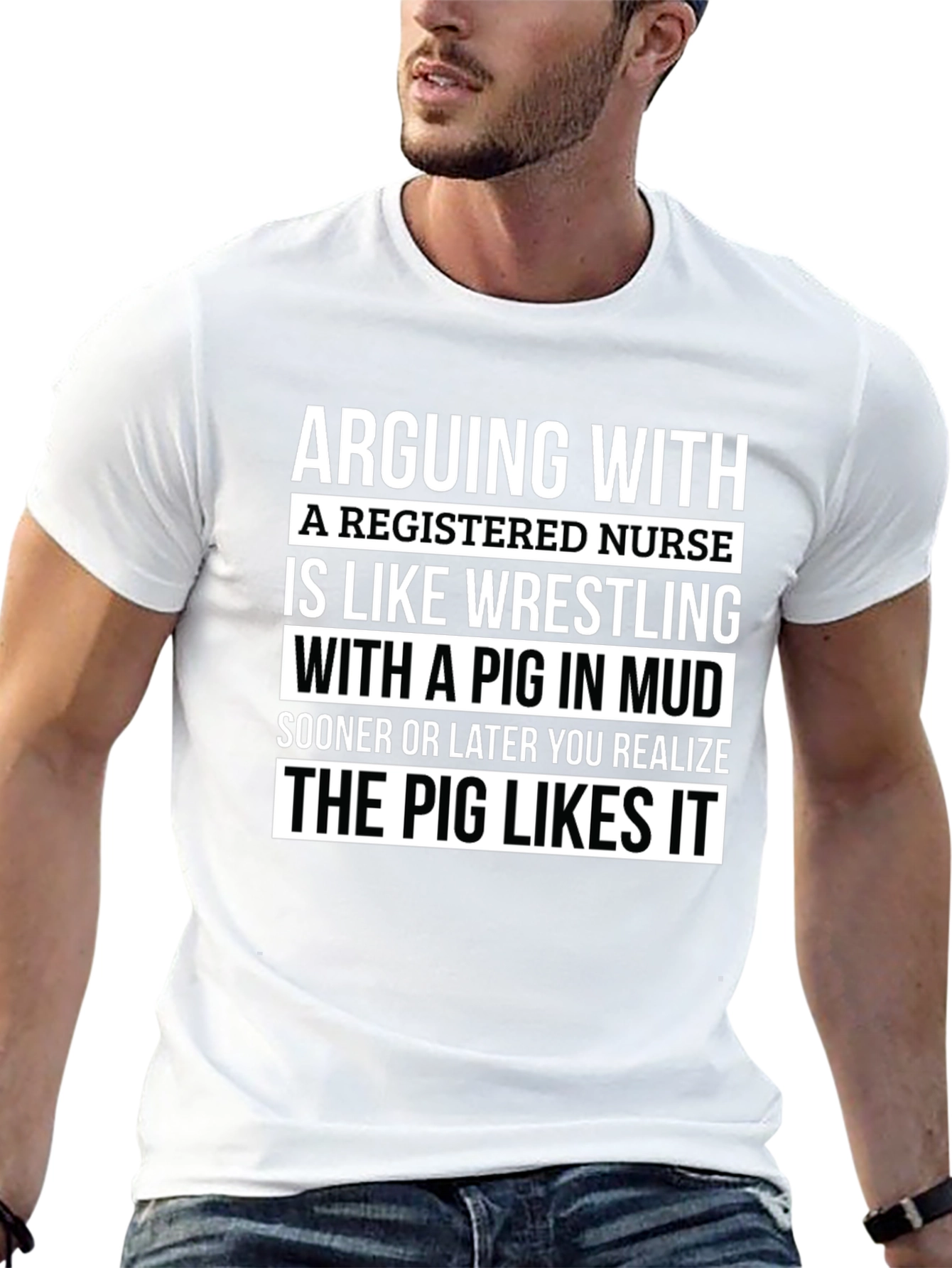 Funny Nurse T-Shirt Pig Wrestling RN Gift