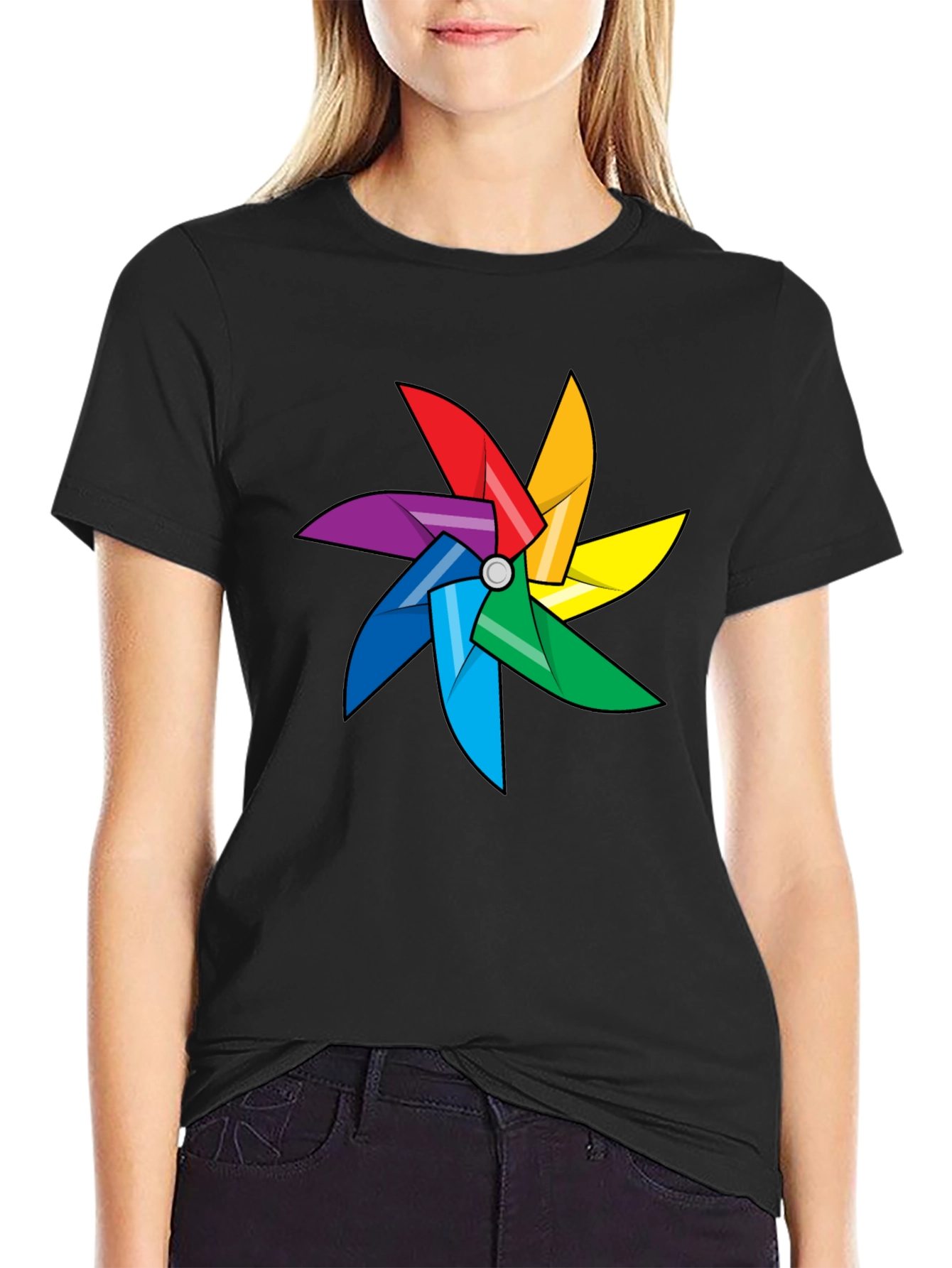 Rainbow Pinwheel Graphic Tee - Fun & Colorful