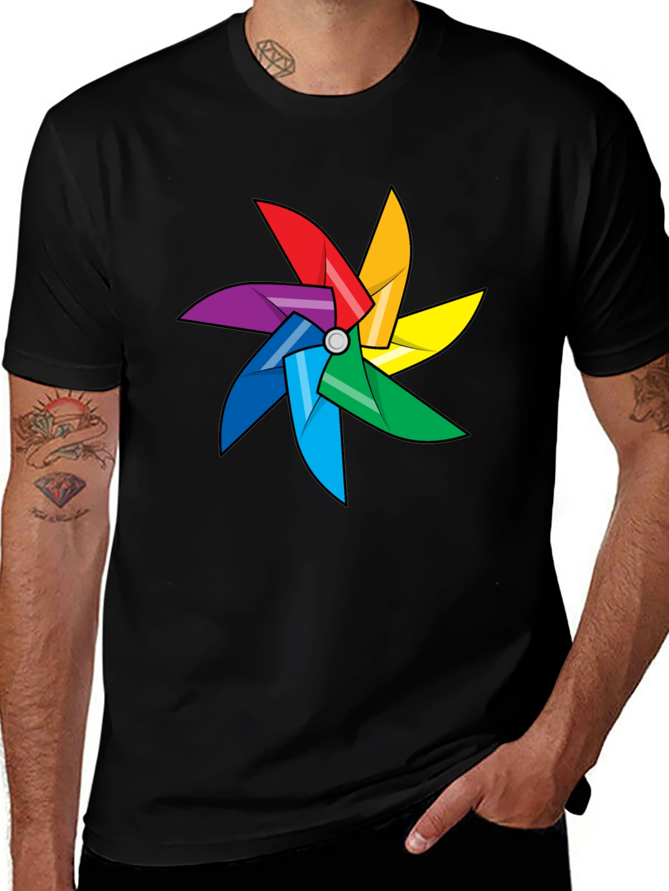 Rainbow Pinwheel Graphic Tee - Fun & Colorful