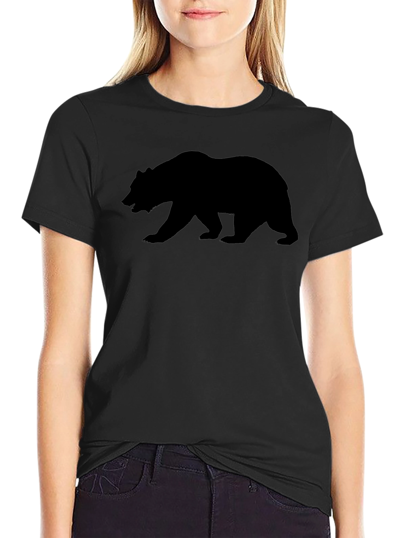 California Bear Graphic Tee - Black Cotton T-Shirt