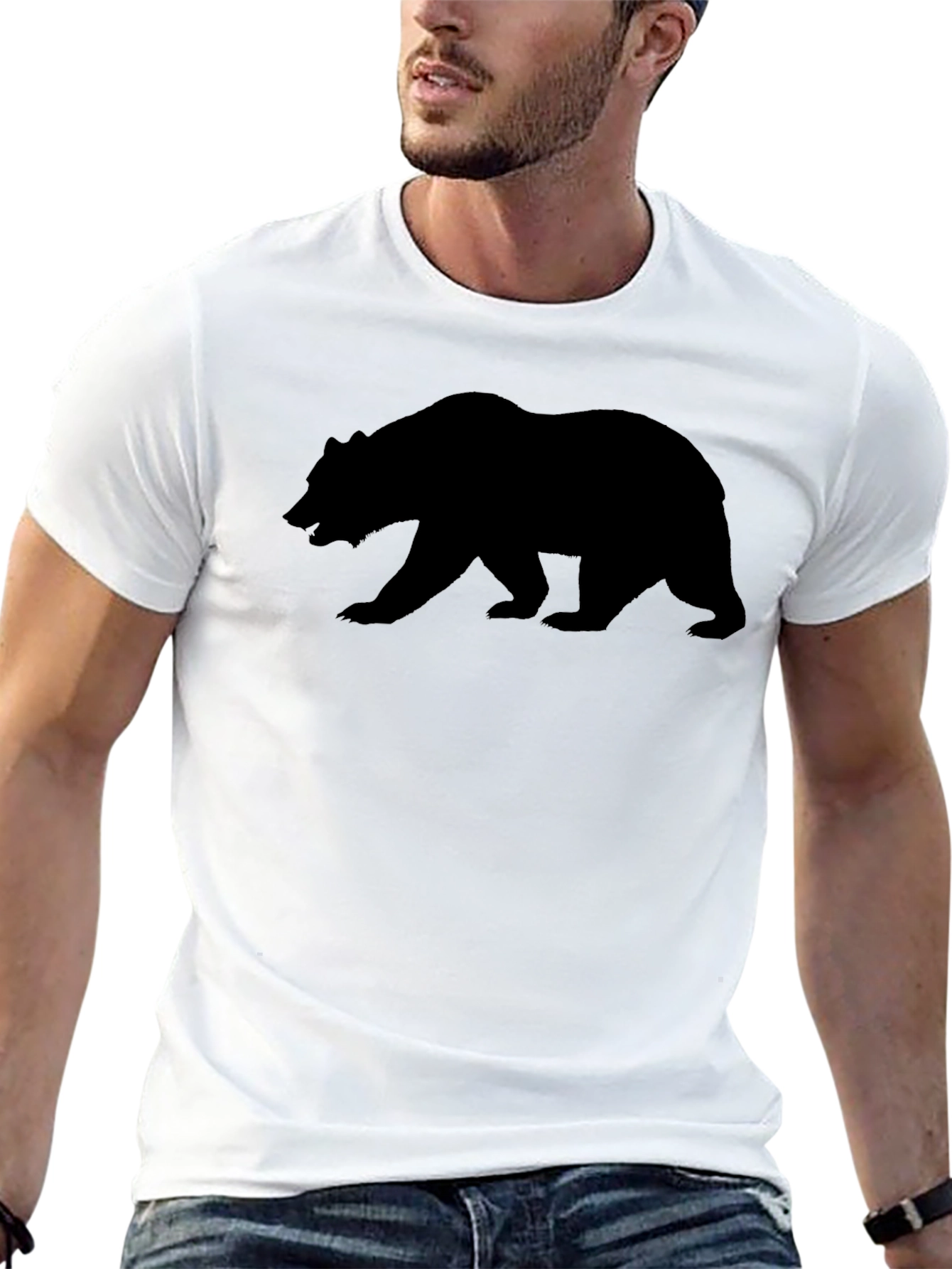California Bear Graphic Tee - Black Cotton T-Shirt