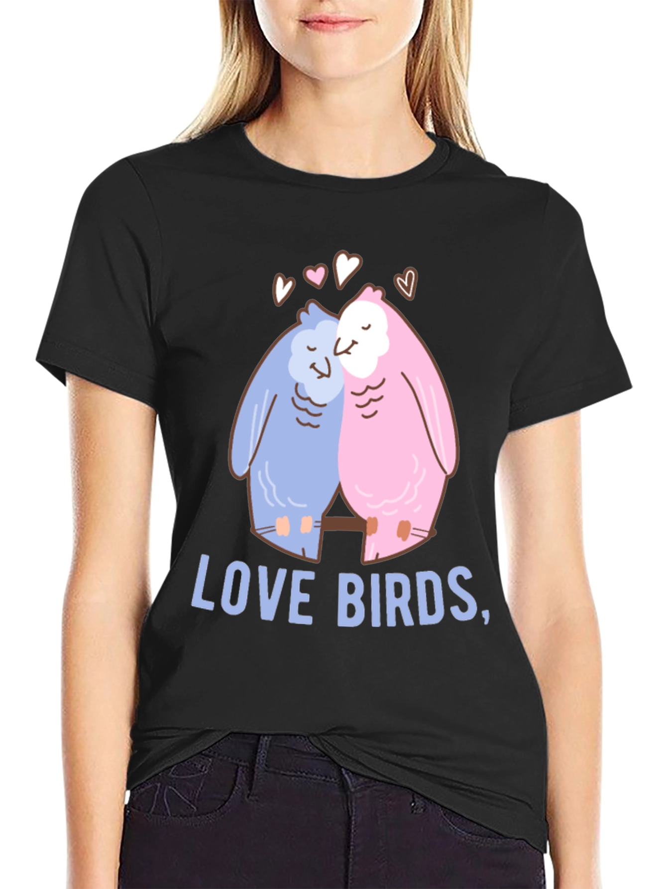 Love Birds Graphic T-Shirt - Romantic and Fun