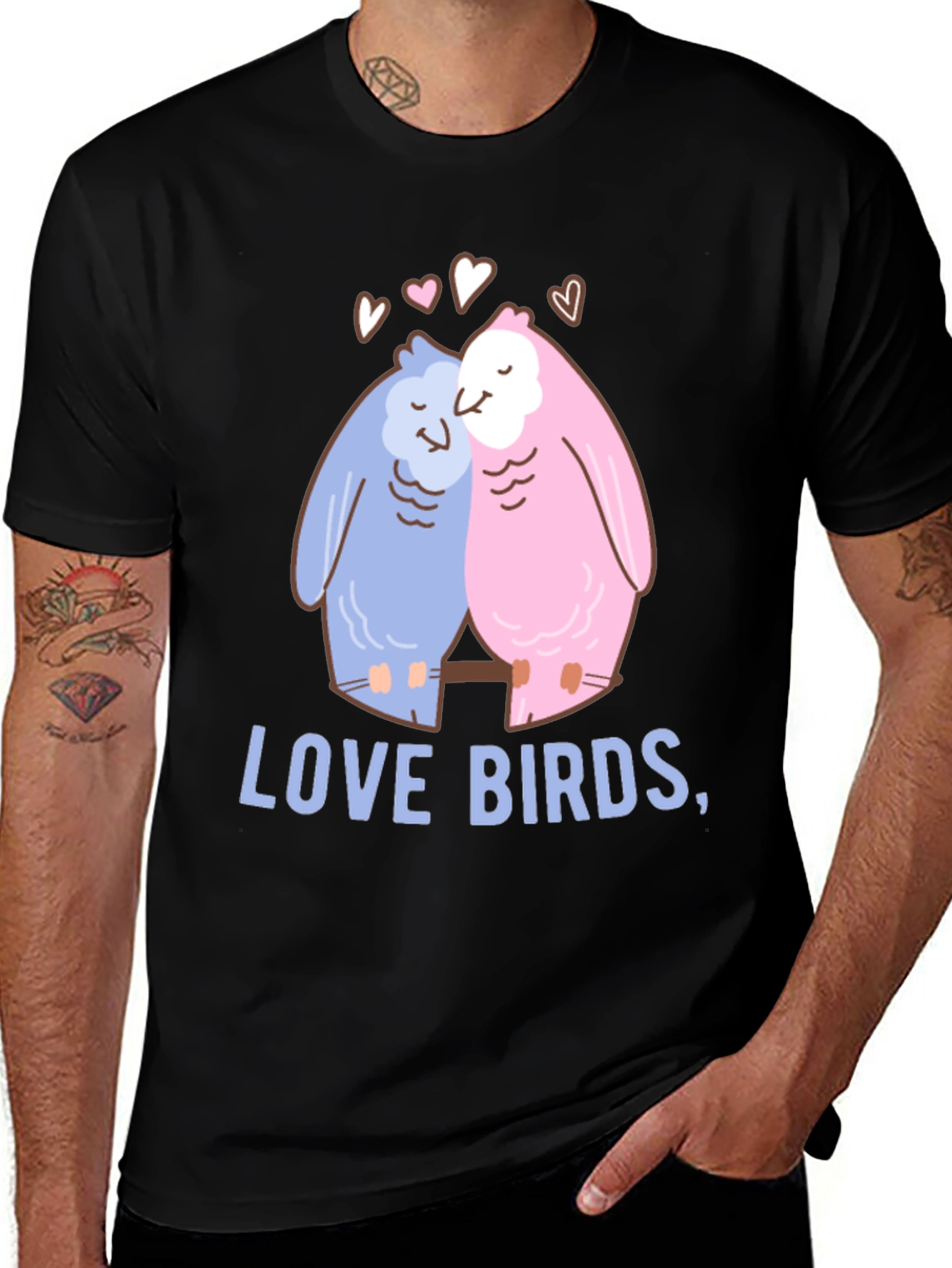 Love Birds Graphic T-Shirt - Romantic and Fun