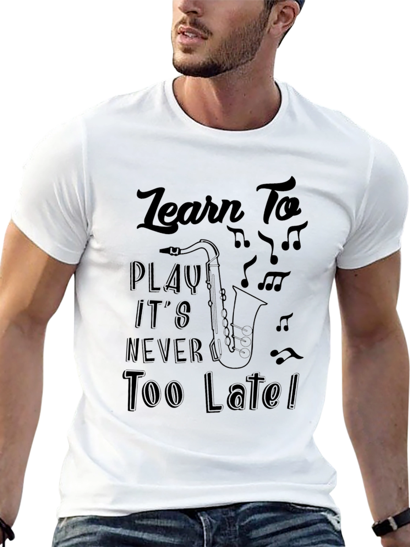 Learn To Play Saxophone Black T-Shirt
