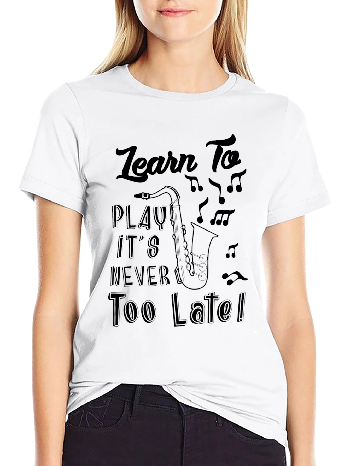 Learn To Play Saxophone Black T-Shirt