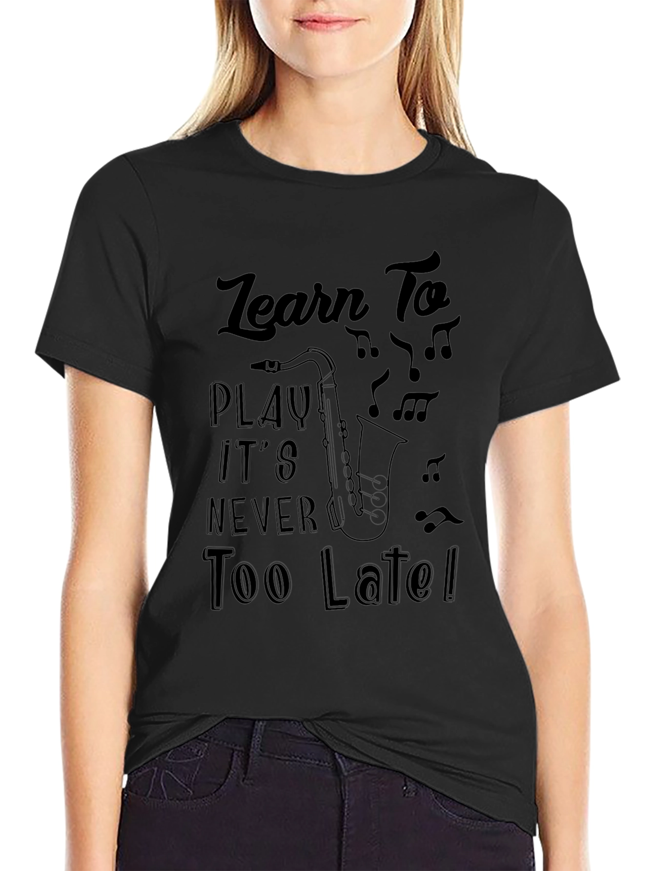 Learn To Play Saxophone Black T-Shirt