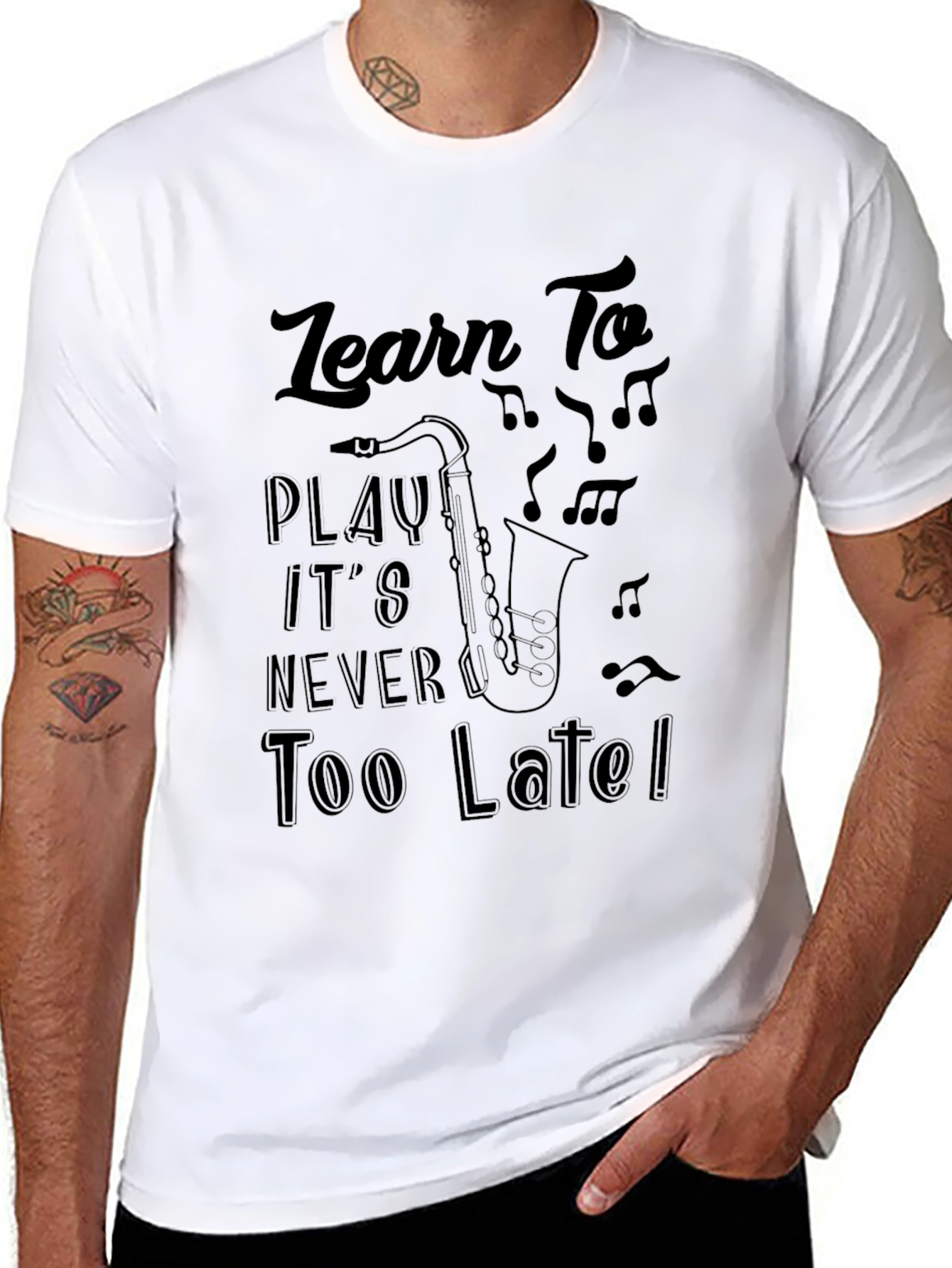 Learn To Play Saxophone Black T-Shirt