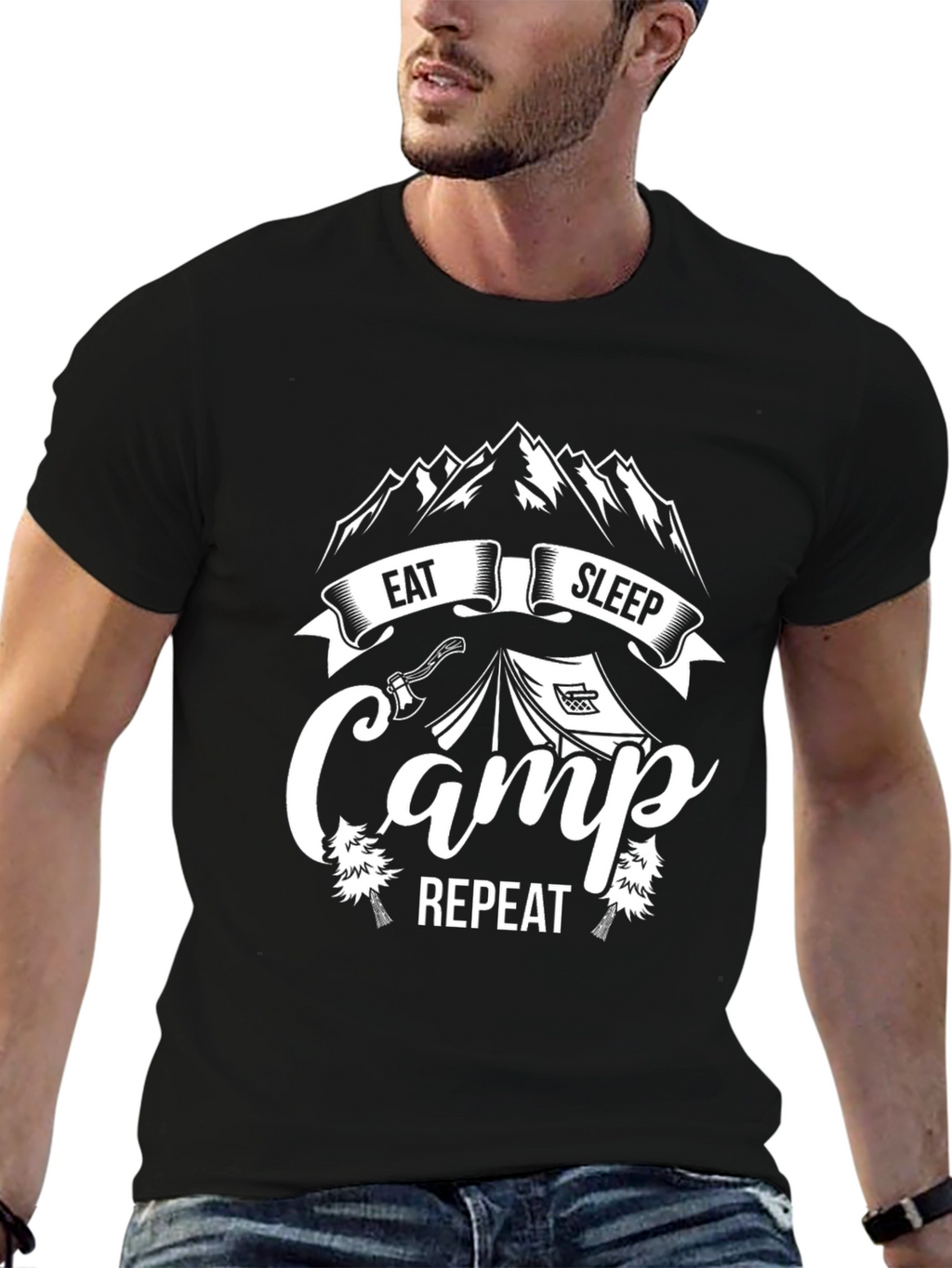 Eat Sleep Camp Repeat Graphic Tee
