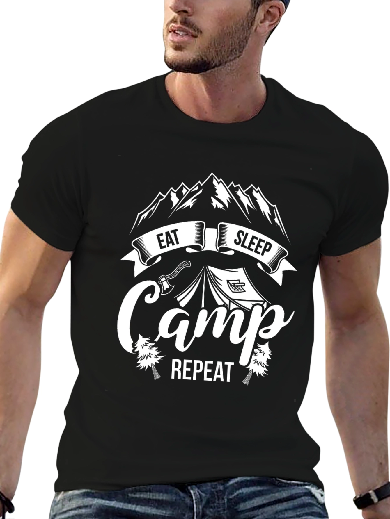 Eat Sleep Camp Repeat Graphic Tee