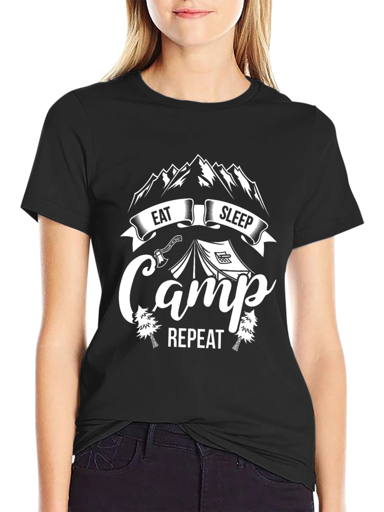 Eat Sleep Camp Repeat Graphic Tee