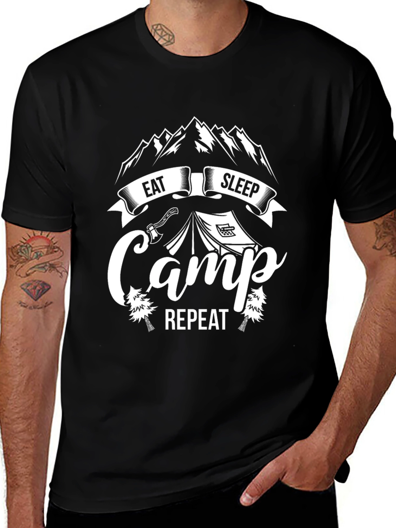 Eat Sleep Camp Repeat Graphic Tee