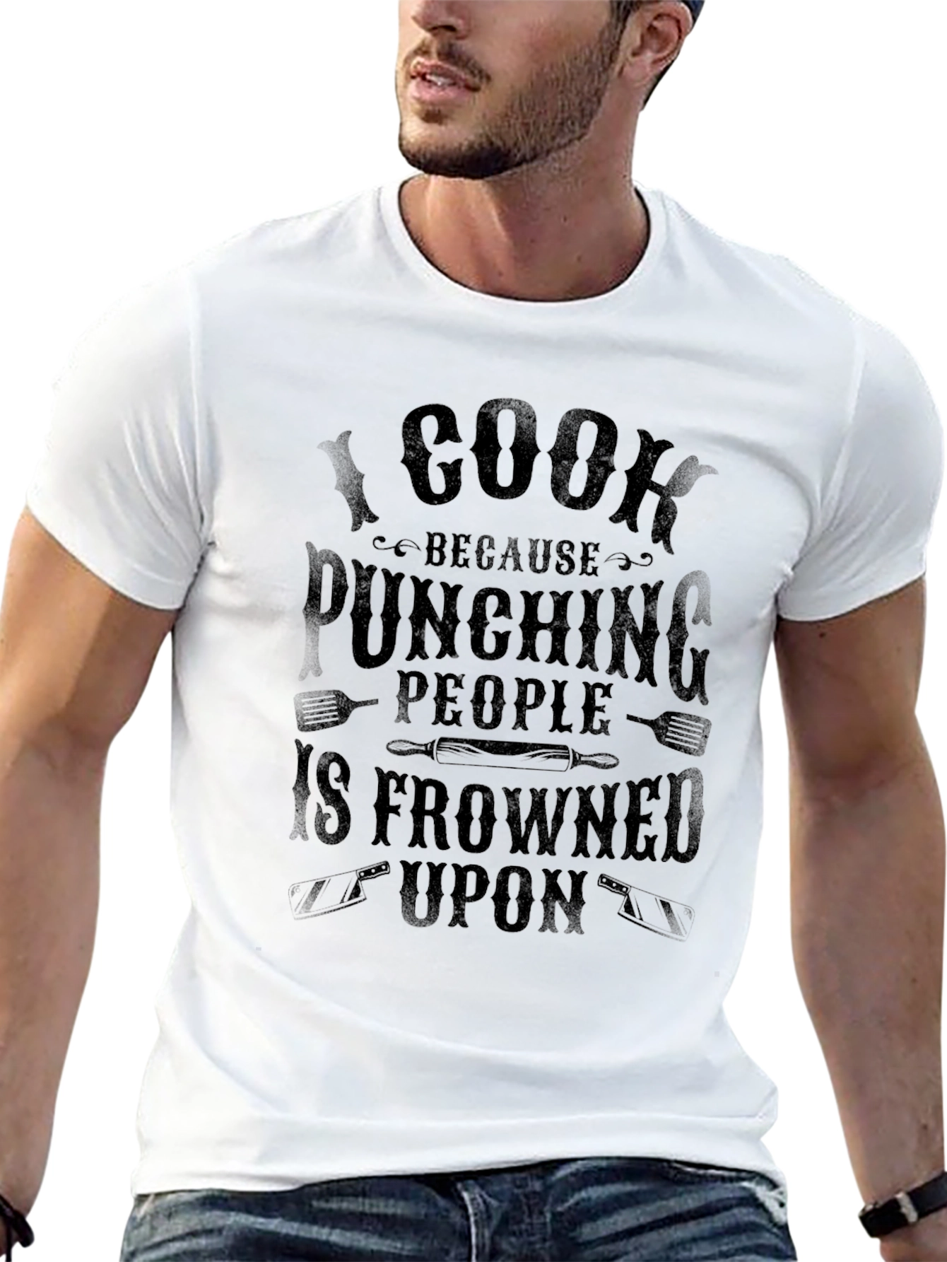I Cook Because Punching People is Frowned Upon T-Shirt