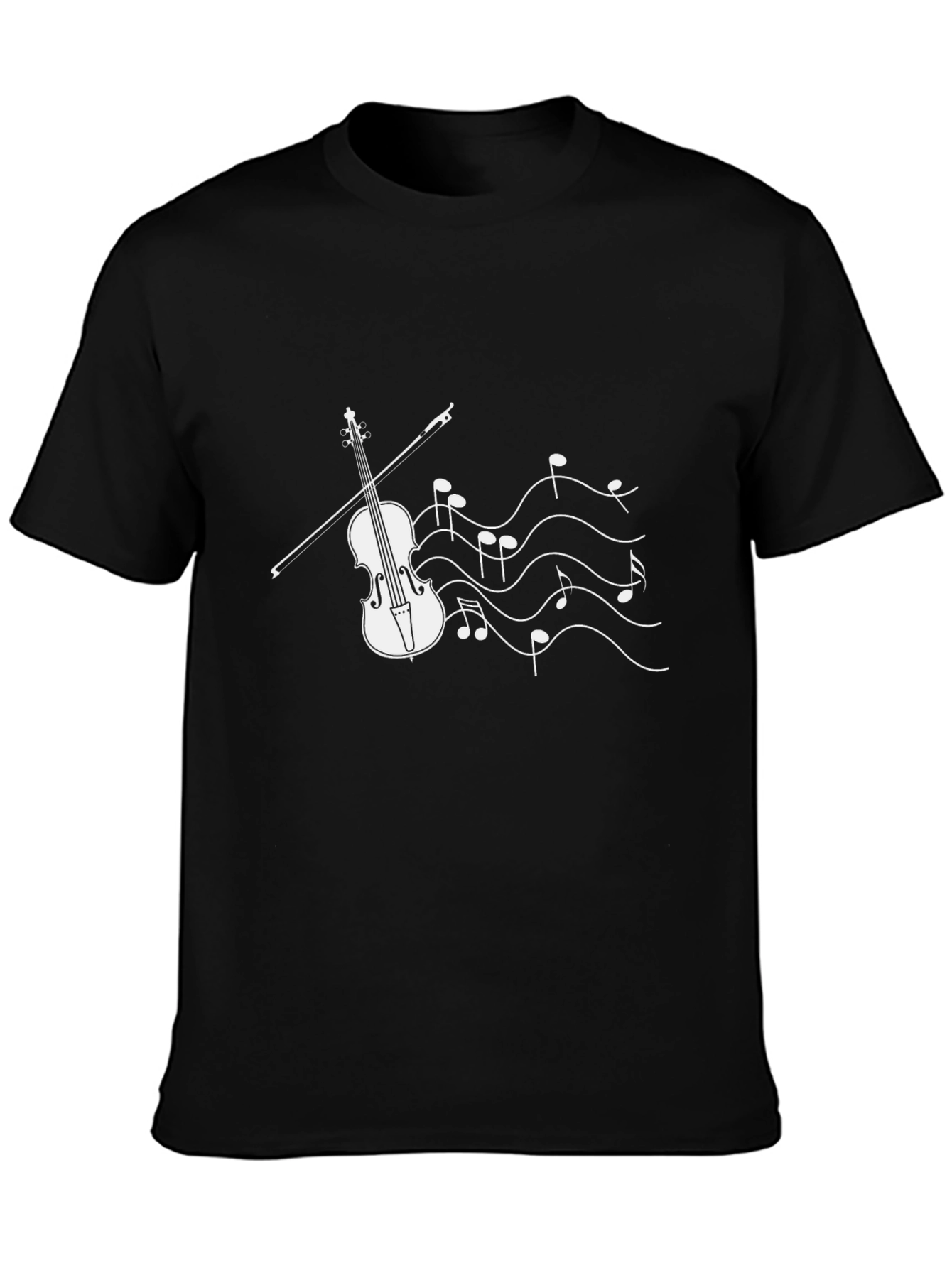 Musical Violin Graphic Tee - Black Cotton Shirt