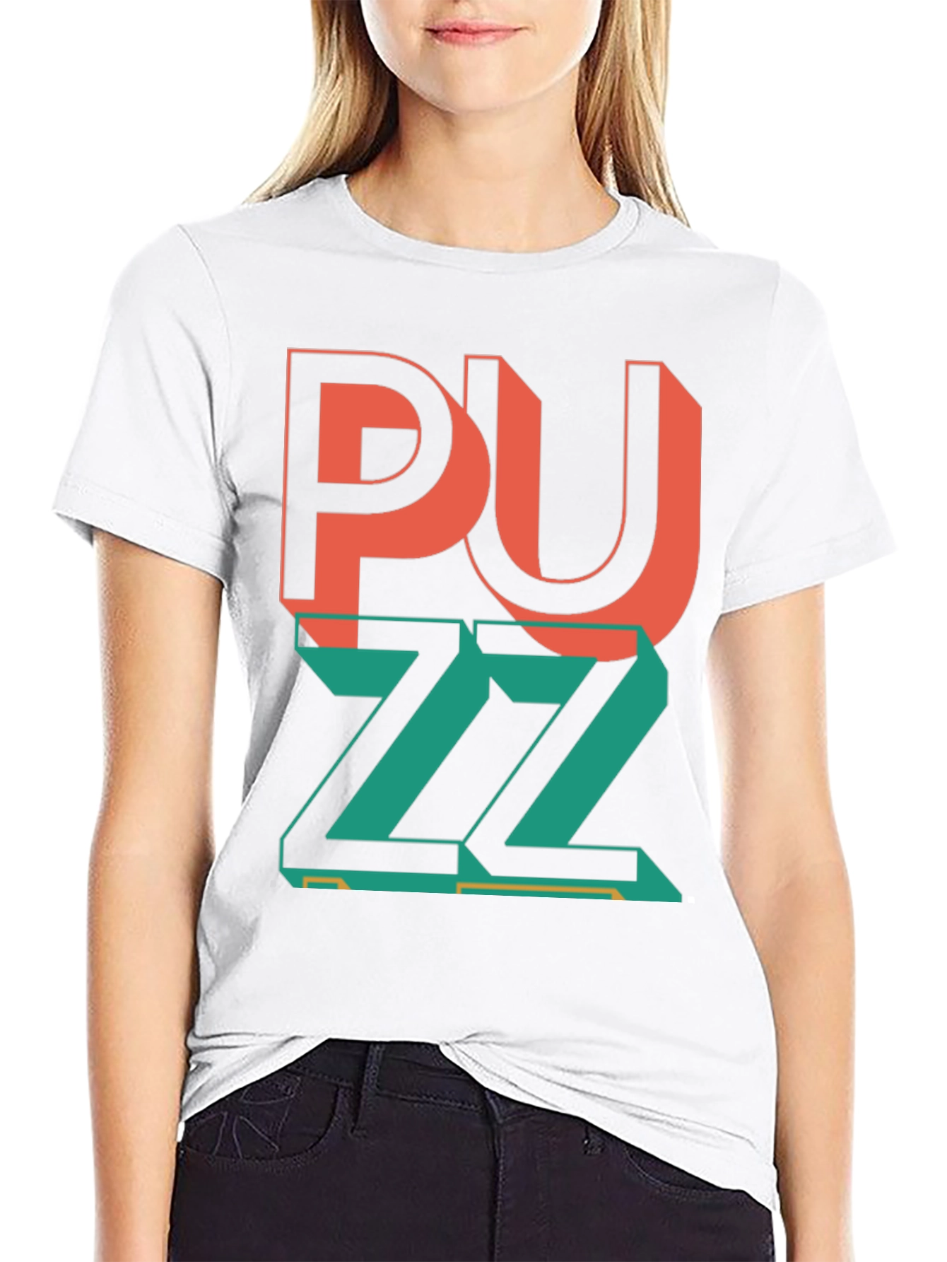 Trendy Graphic Tee - Puzzle Design
