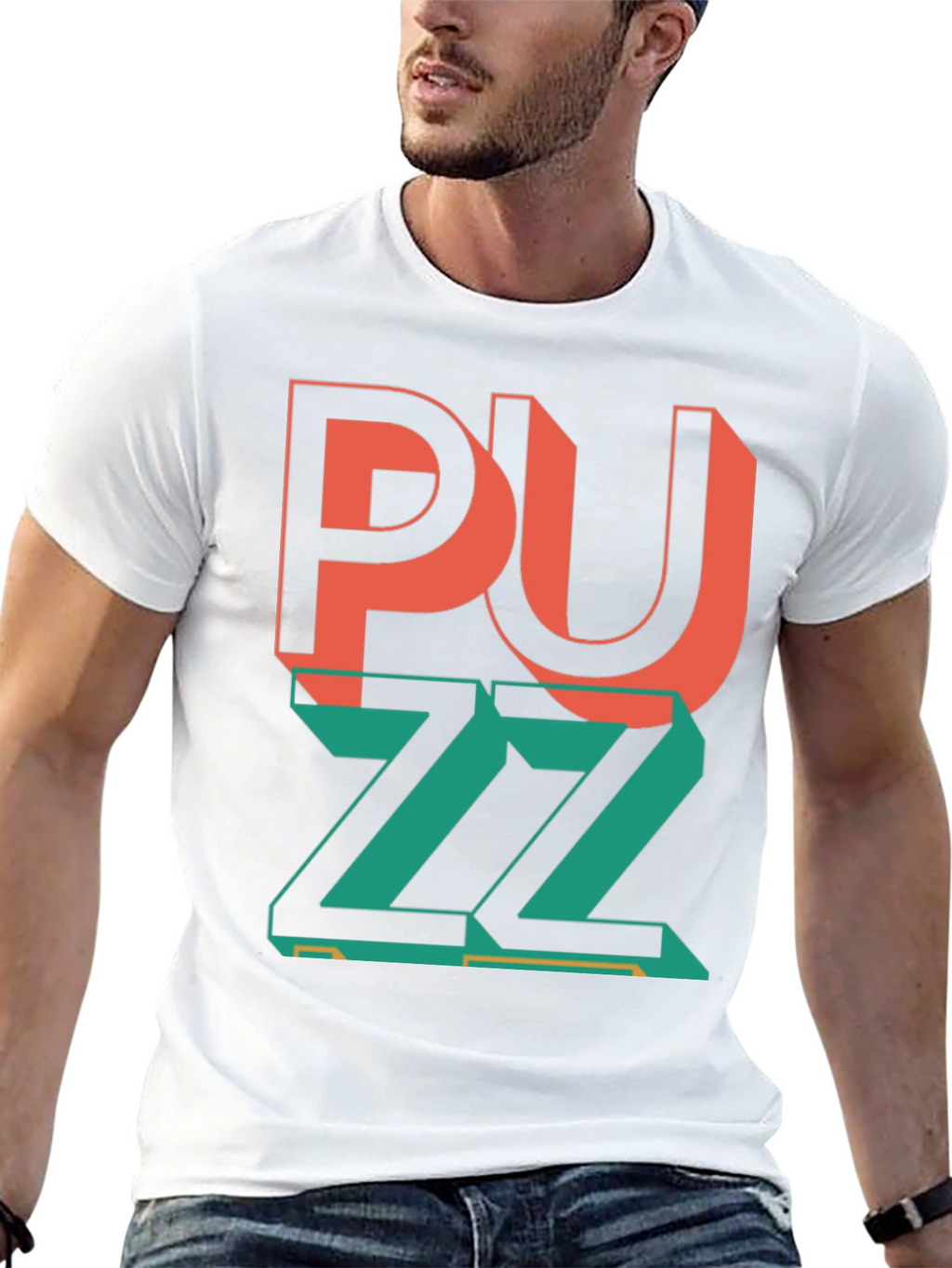 Trendy Graphic Tee - Puzzle Design