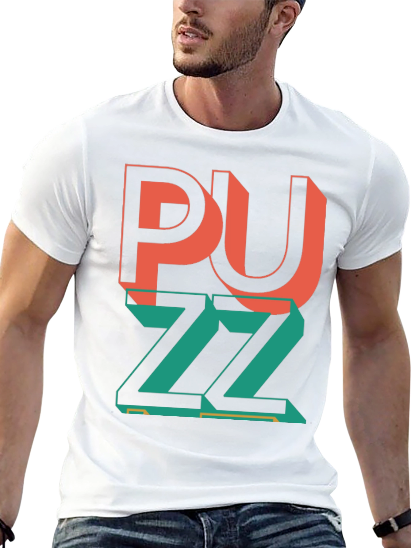 Trendy Graphic Tee - Puzzle Design