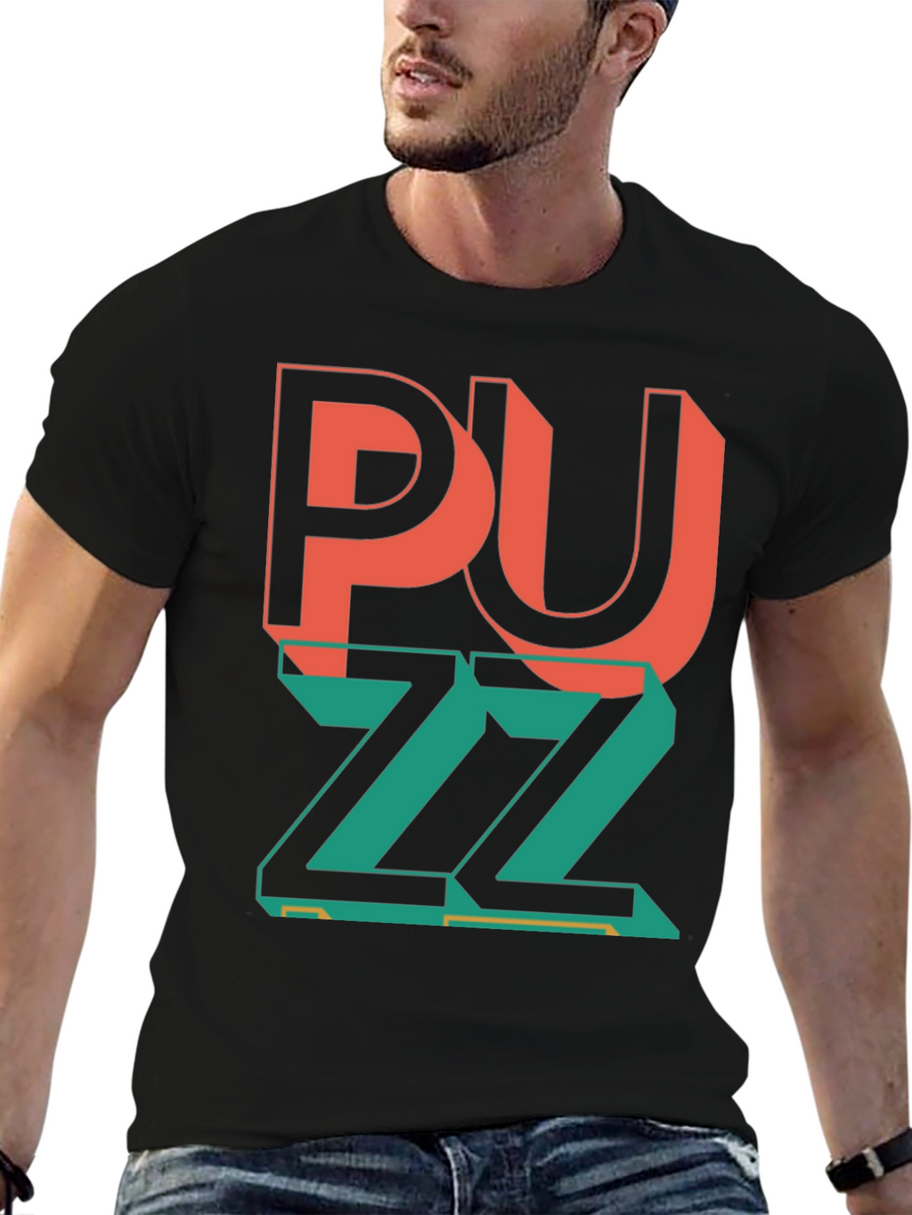 Trendy Graphic Tee - Puzzle Design
