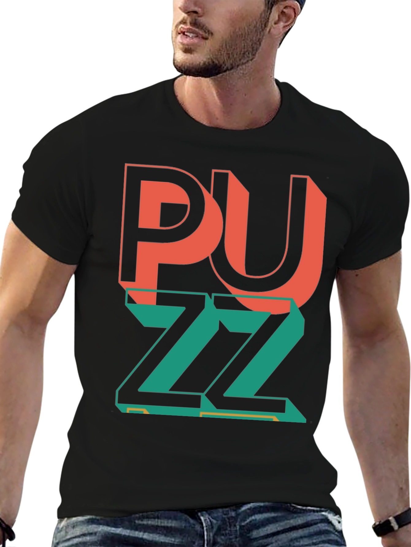 Trendy Graphic Tee - Puzzle Design