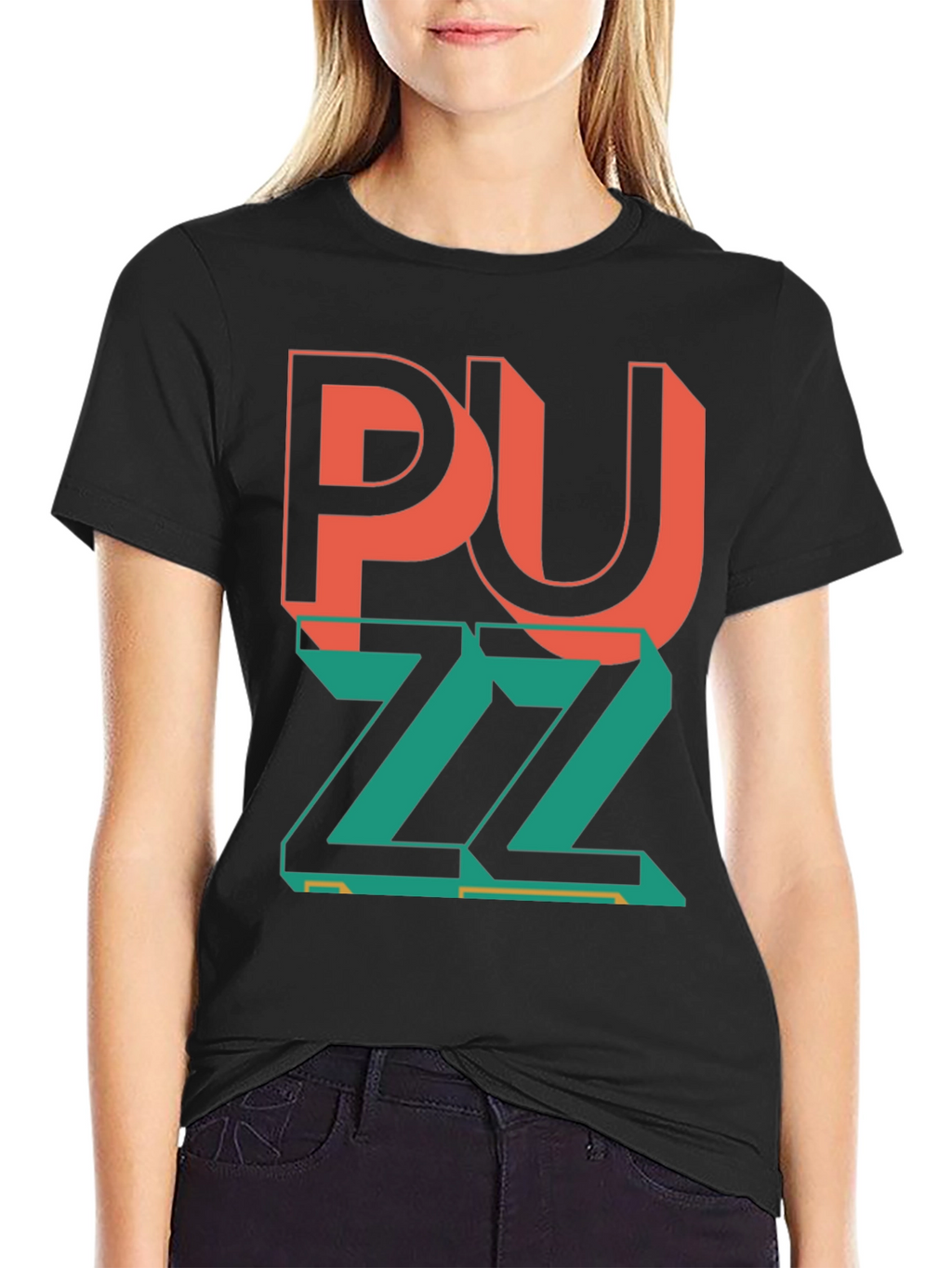 Trendy Graphic Tee - Puzzle Design