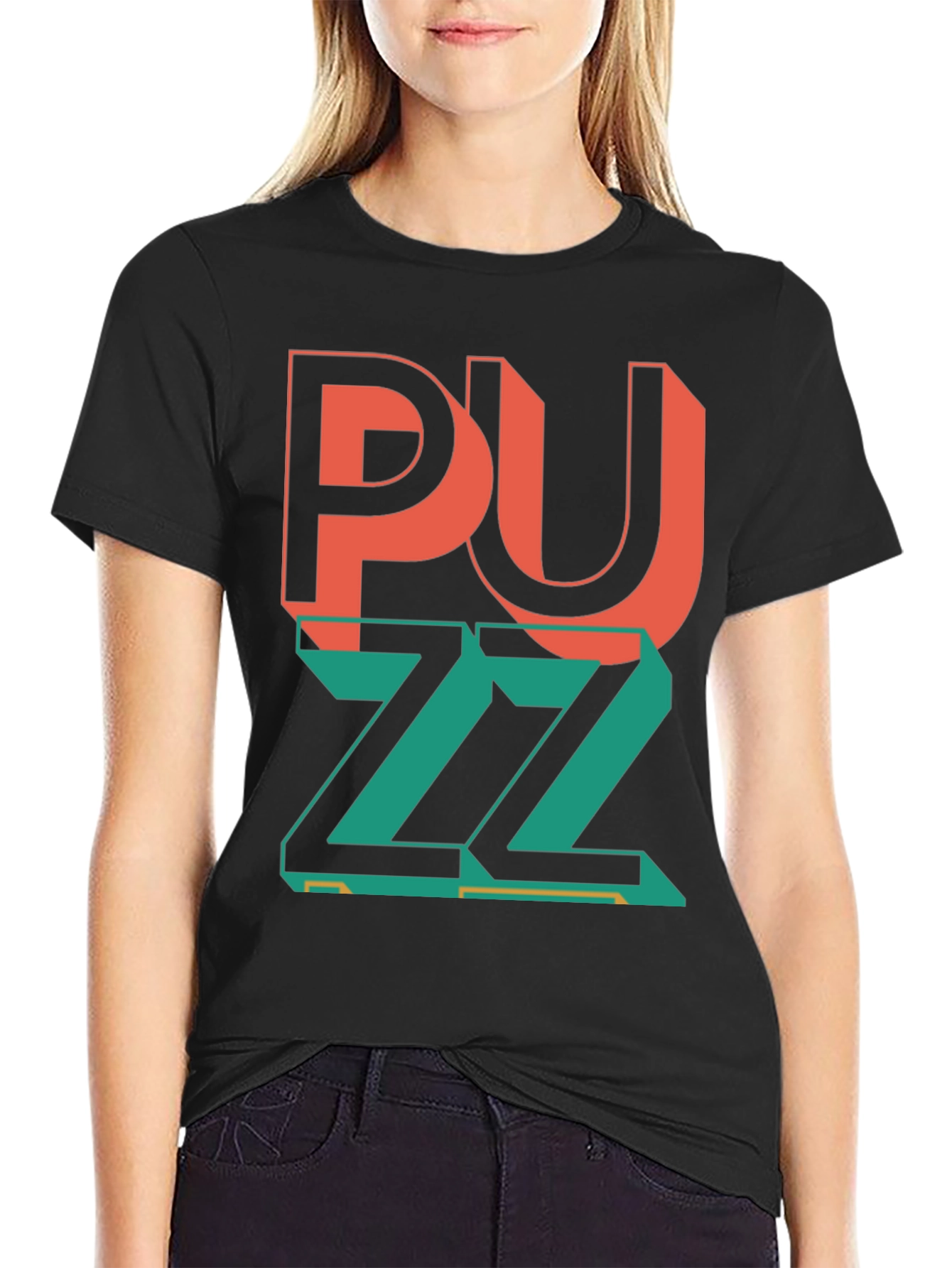 Trendy Graphic Tee - Puzzle Design