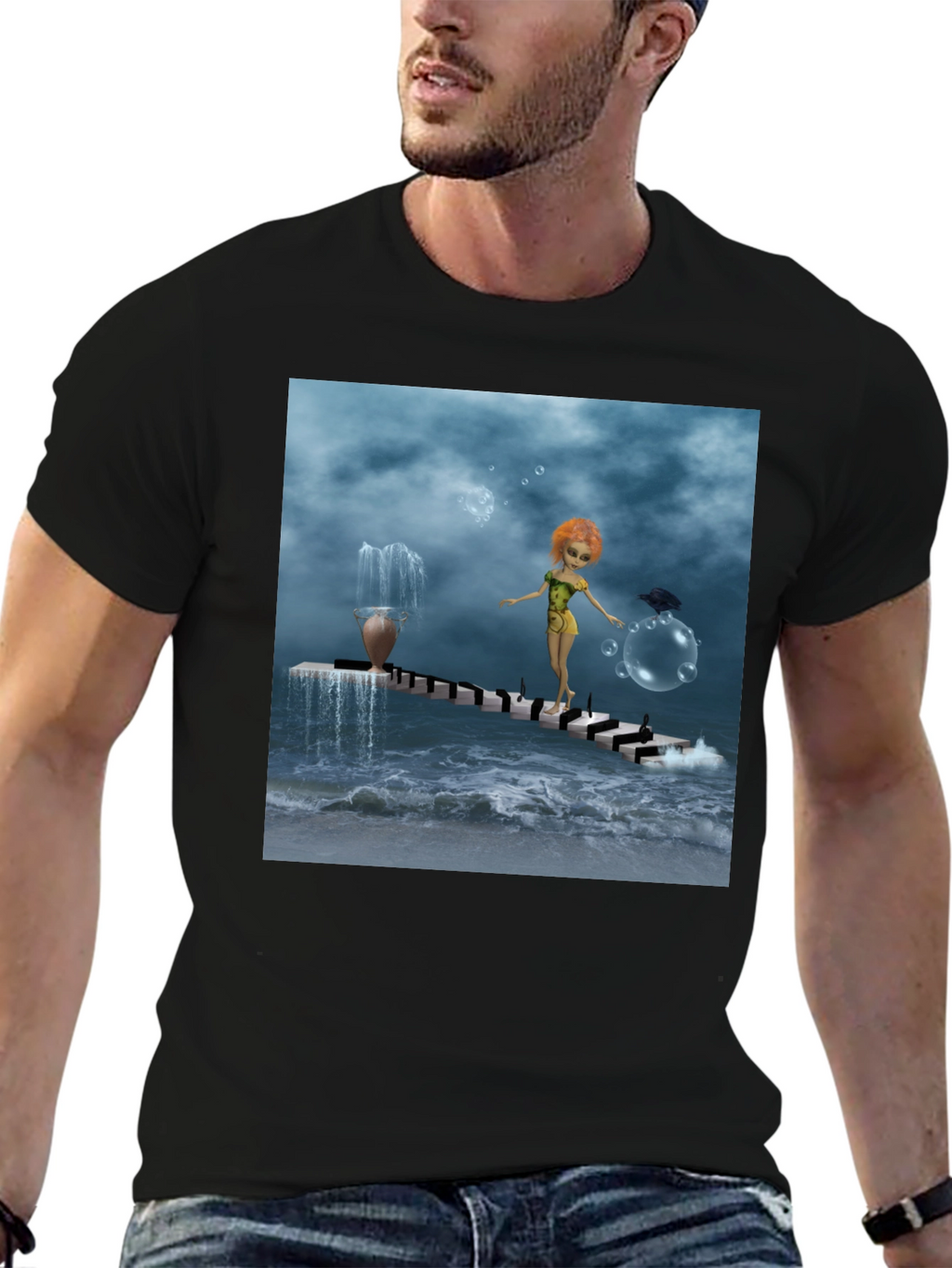 Fantasy Art Black T-Shirt