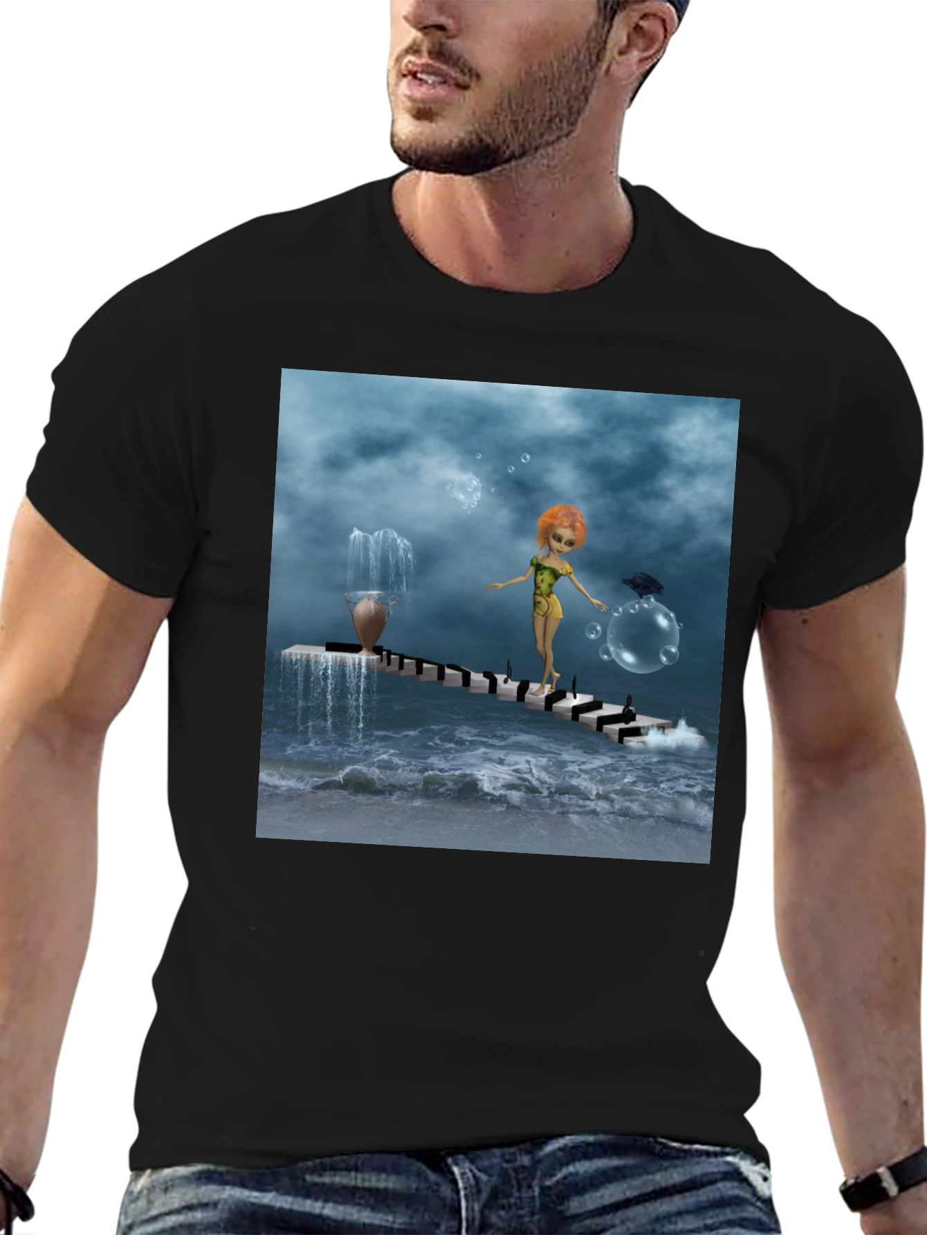 Fantasy Art Black T-Shirt