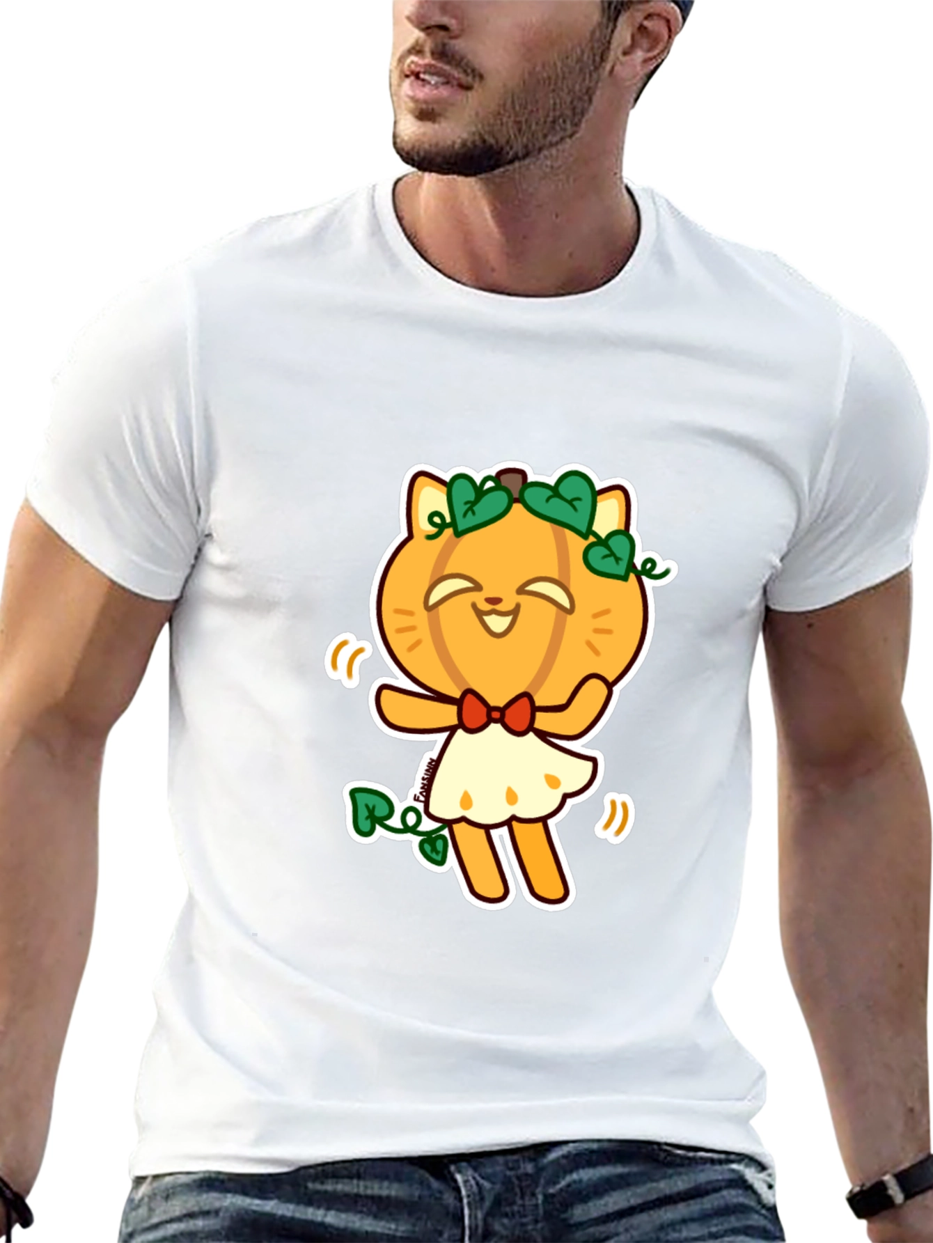 Pumpkin Cat Black T-Shirt - Fun Halloween Style