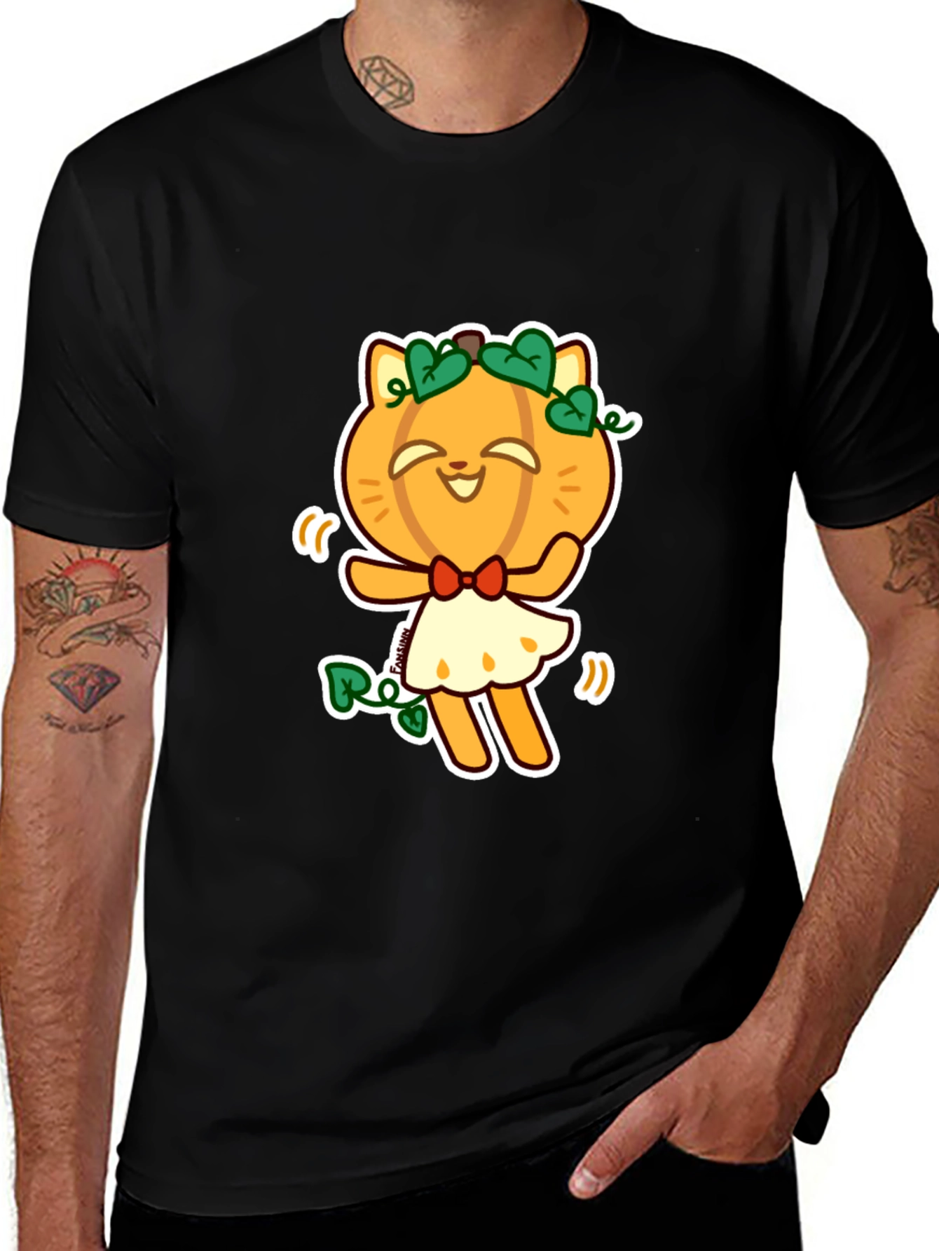 Pumpkin Cat Black T-Shirt - Fun Halloween Style
