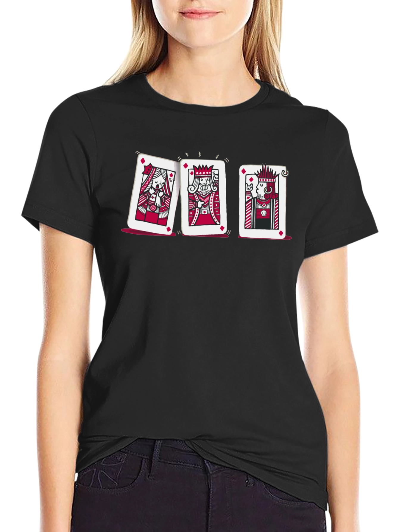Playing Card Graphic Tee - Queen King Joker