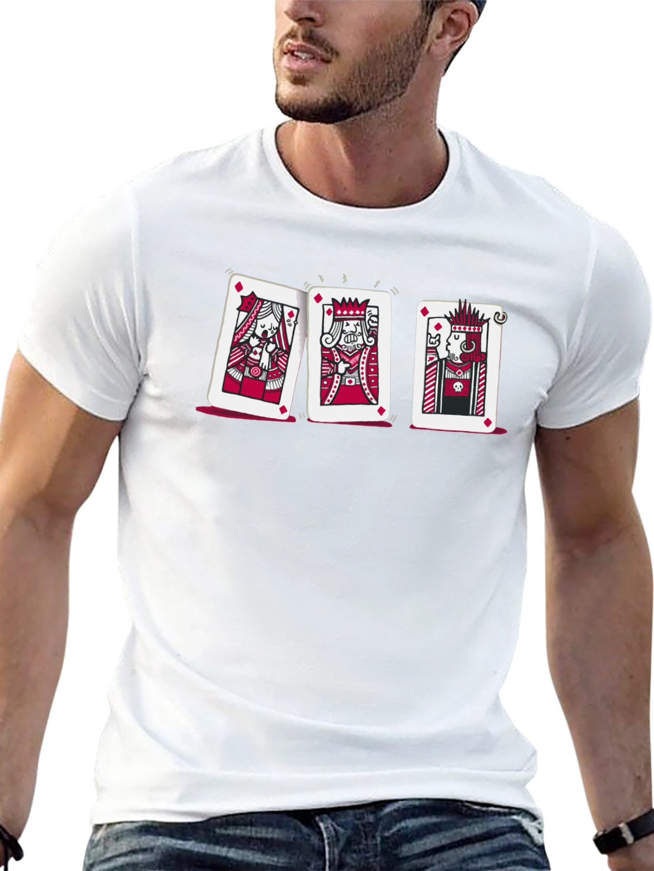 Playing Card Graphic Tee - Queen King Joker