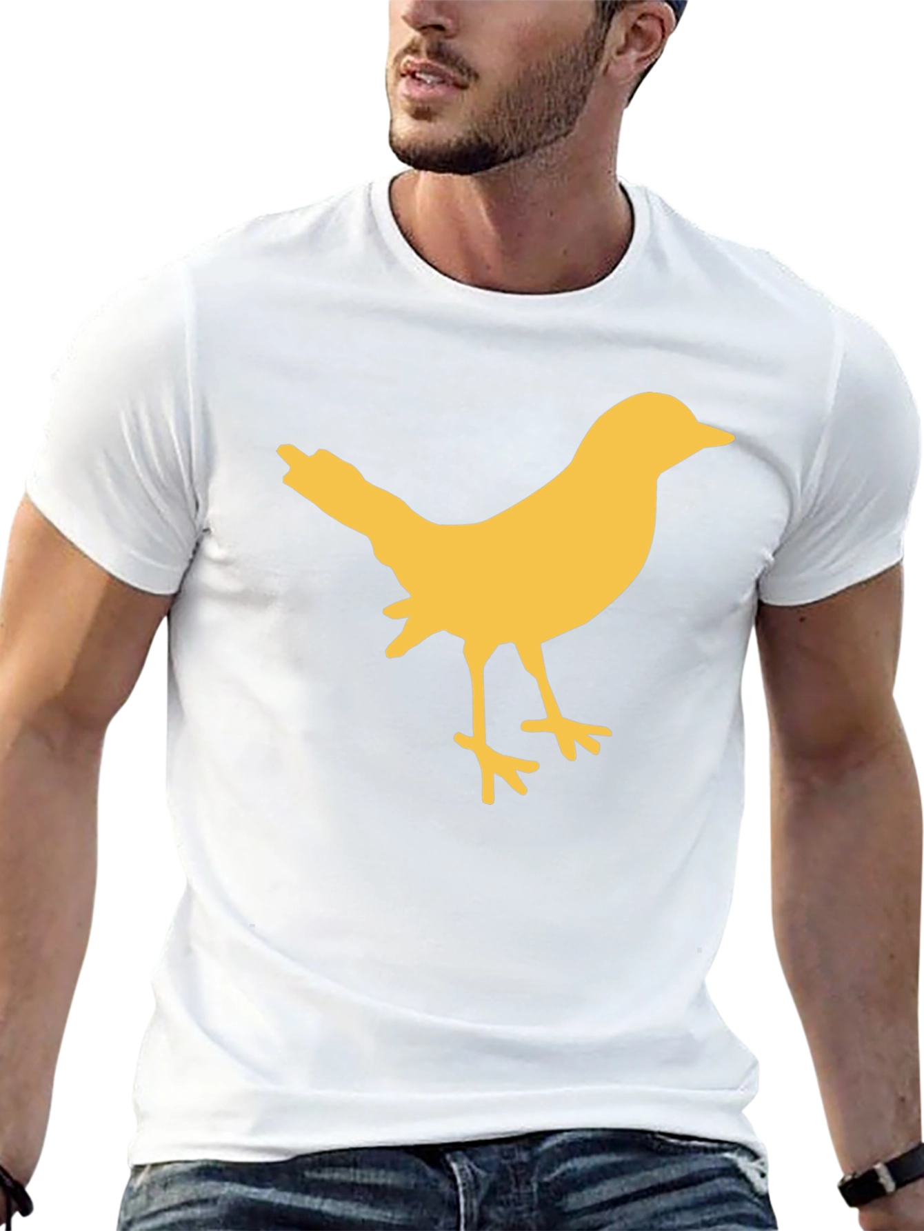 Bird Silhouette Graphic Tee - Casual Black T-Shirt